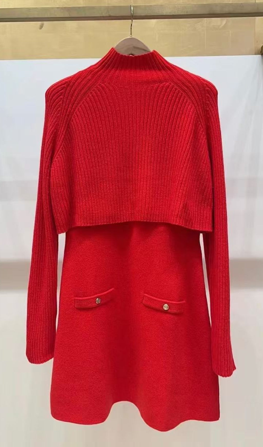 4b23cfea608435983e40695d9361bc51.jpg Fashionslee Women Roquette Red Layered Knit Mini Dress