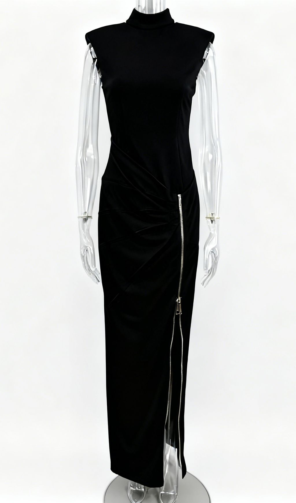 4b2e55b910711064f23491ce570342a5.jpg Fashionslee Women Jendayi Black Zipper Slit Maxi Dress