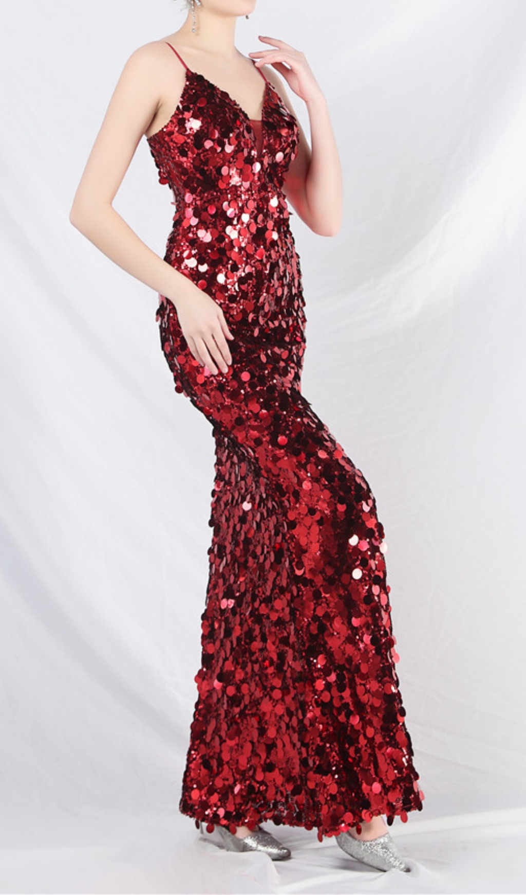 4ce4c6e8b2603765eaf981adc4bfa389.jpg Fashionslee Women Chole Red Strappy Sequin Maxi Dress