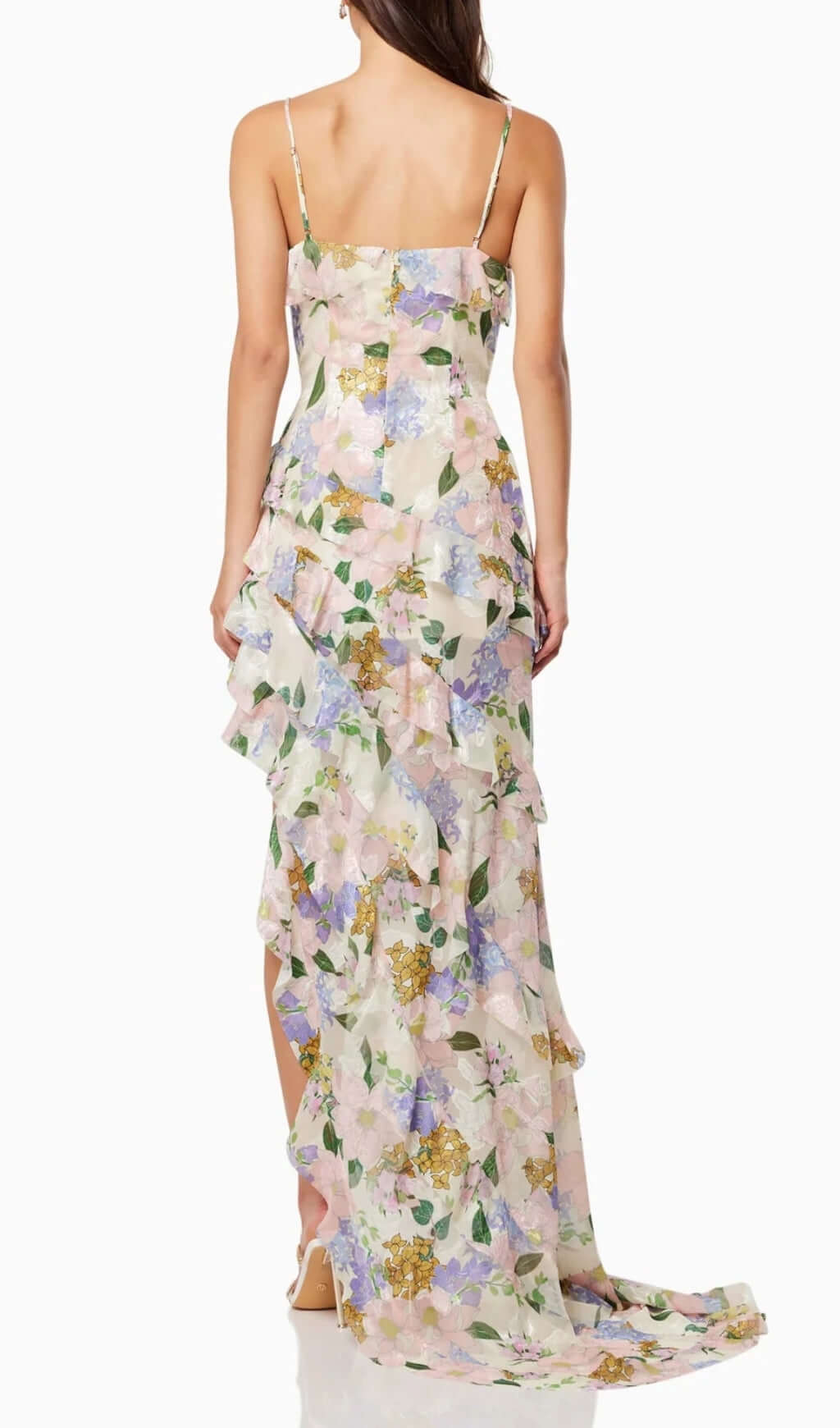 Fashionslee Women Aviya Floral Ruffle Split Maxi Dress