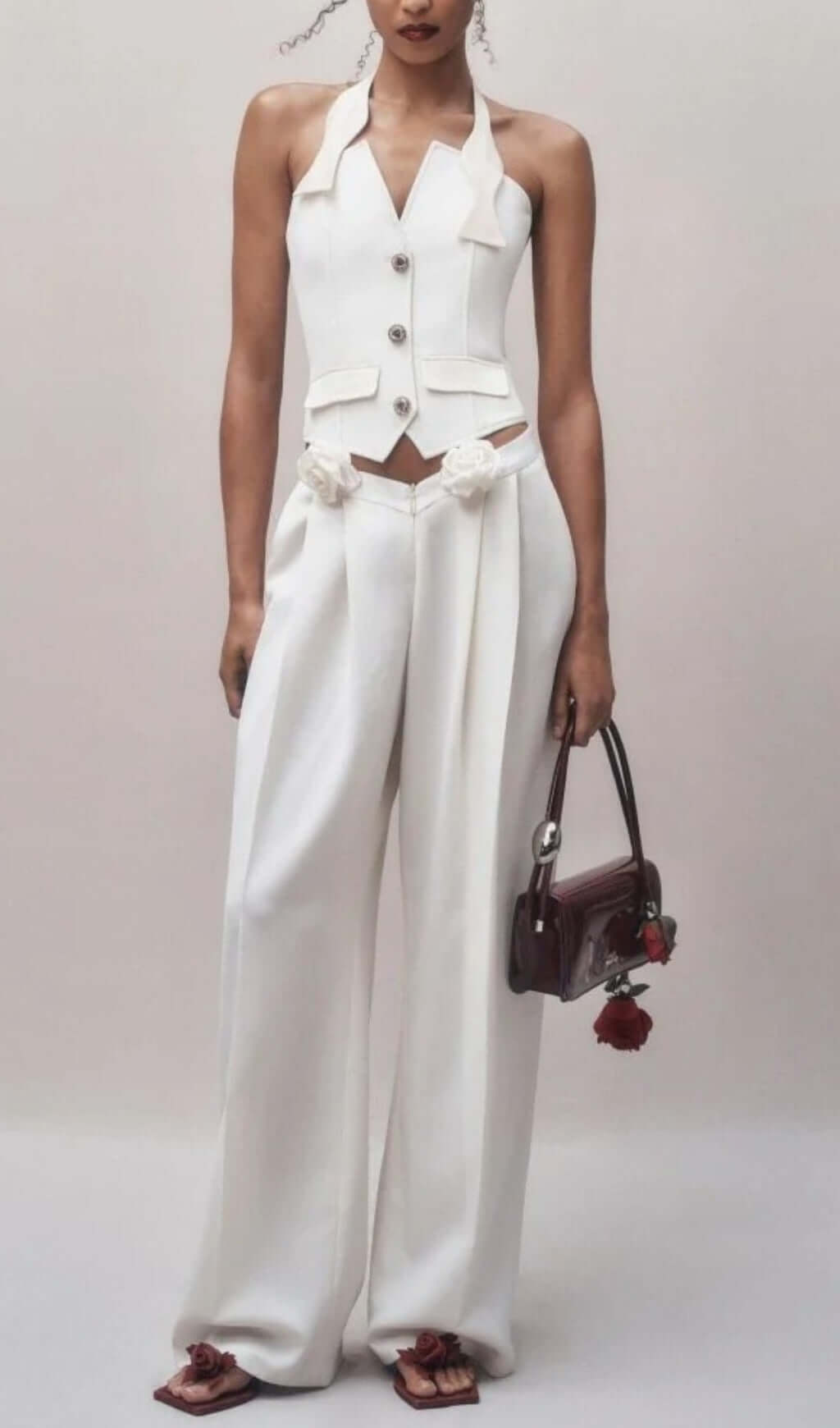 Fashionslee Women Anaphora Flower Trouser Set