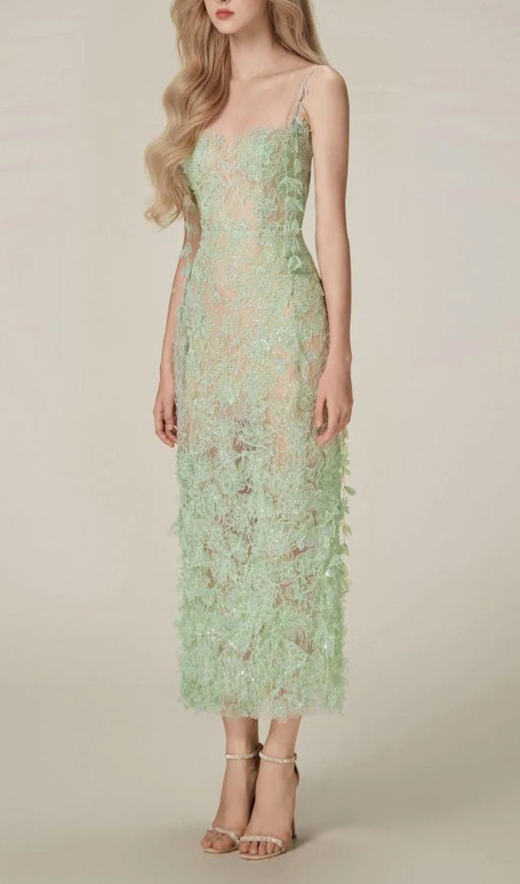 4f98110973136cfc911122225e3fd353.jpeg Fashionslee Women Argo Green Bead Lace Pencil Dress