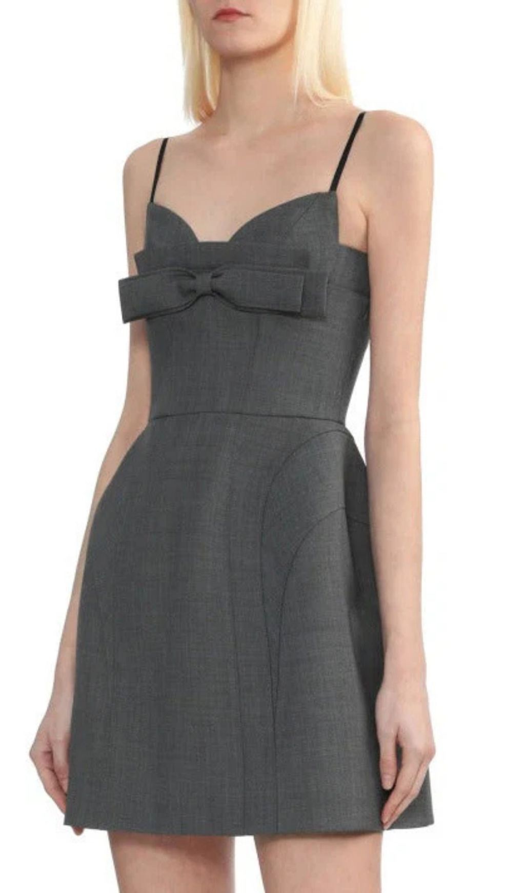 Fashionslee Women Arabela Bow-Embellished Mini Dress in Grey