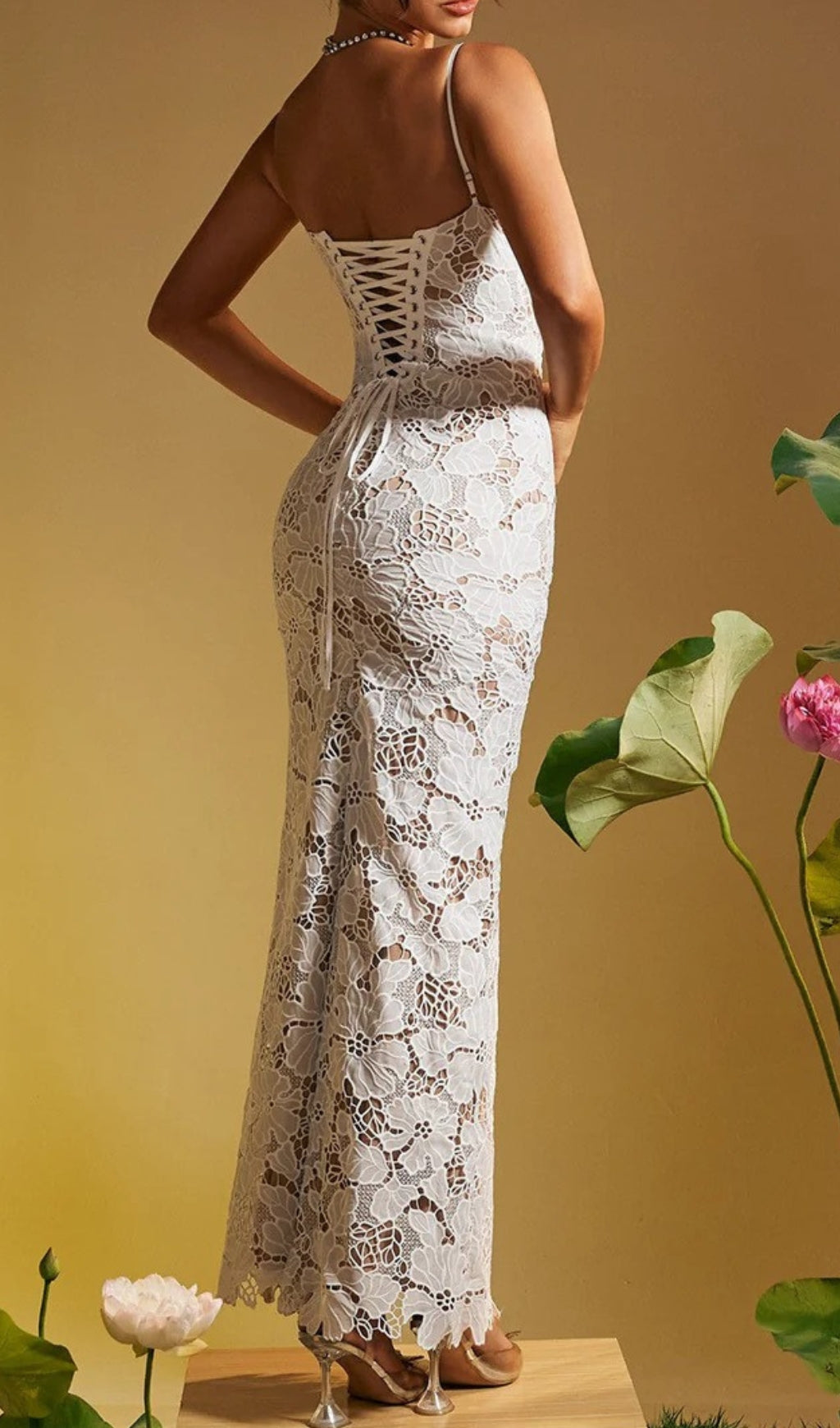 Fashionslee Women Avihu Spaghetti Floral Embroidered Maxi Dress