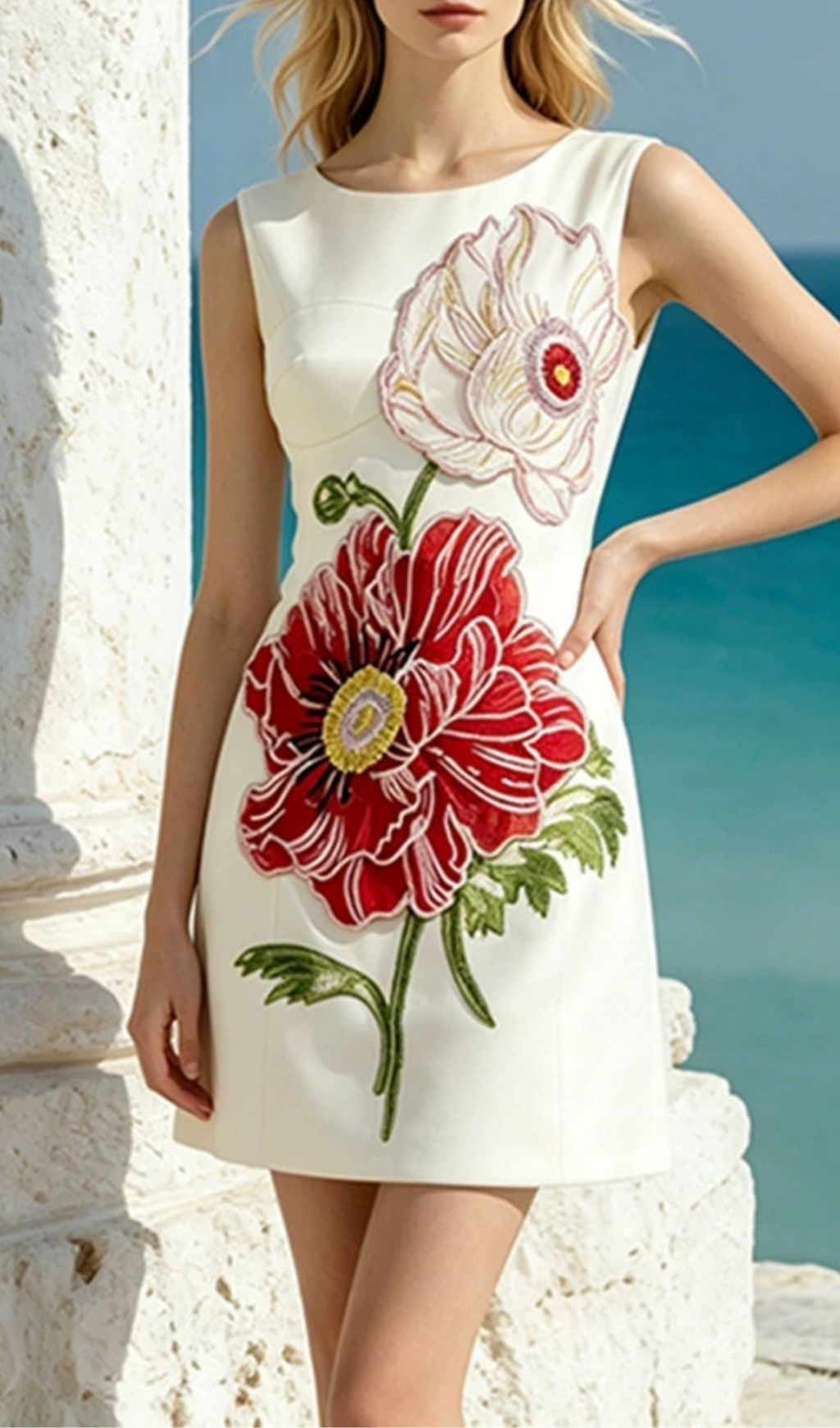 5034f4e899f32c15e52fb52a41fe5295.jpg Fashionslee Women Lailah White Strapless Flower Mini Dress