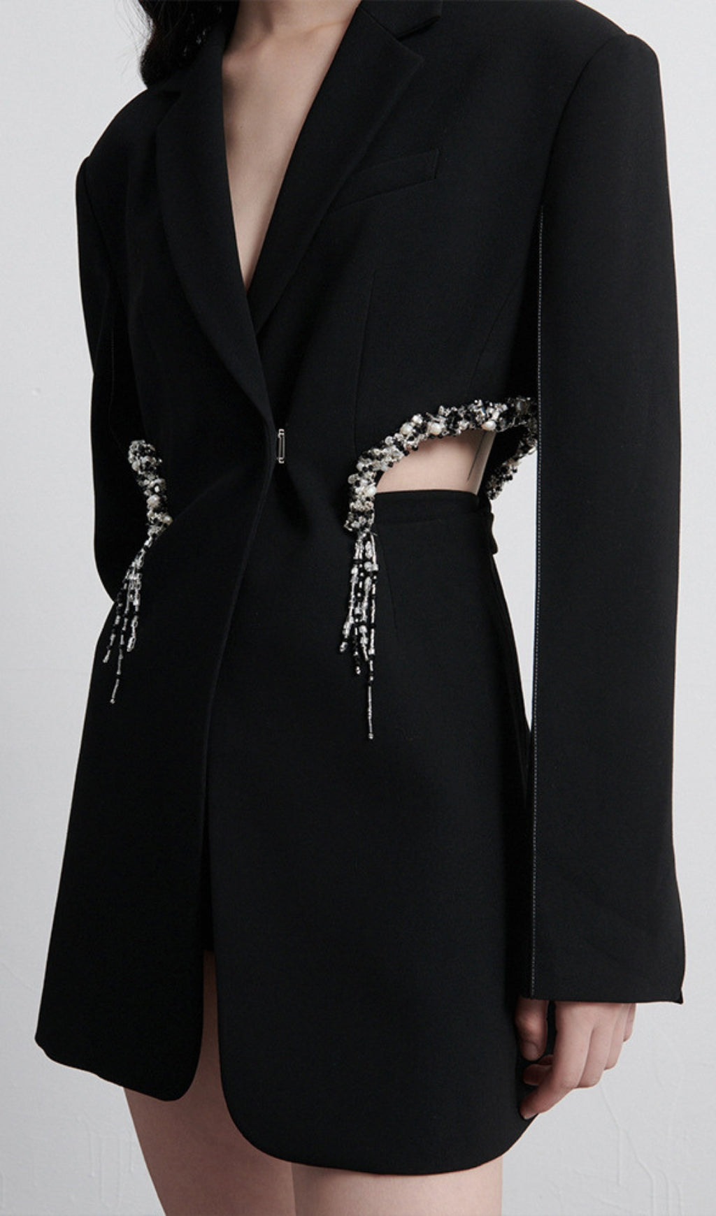 Fashionslee Women Brenna Diamond Cutout Mini Blazer Dress