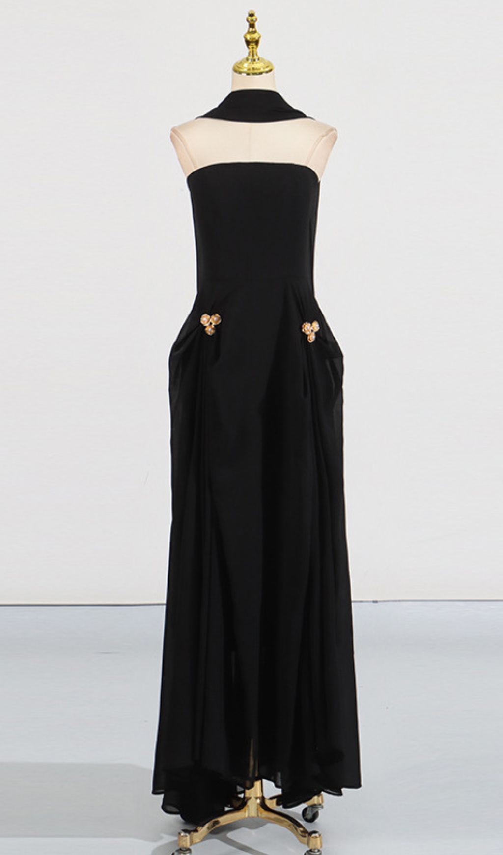 Fashionslee Women Devan Black Embellished Maxi Dress