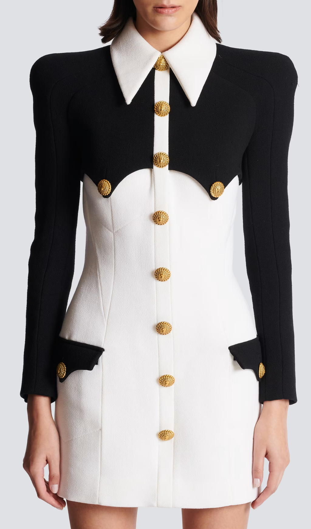 Fashionslee Women Aleela Short Buttoned Crepe Dress