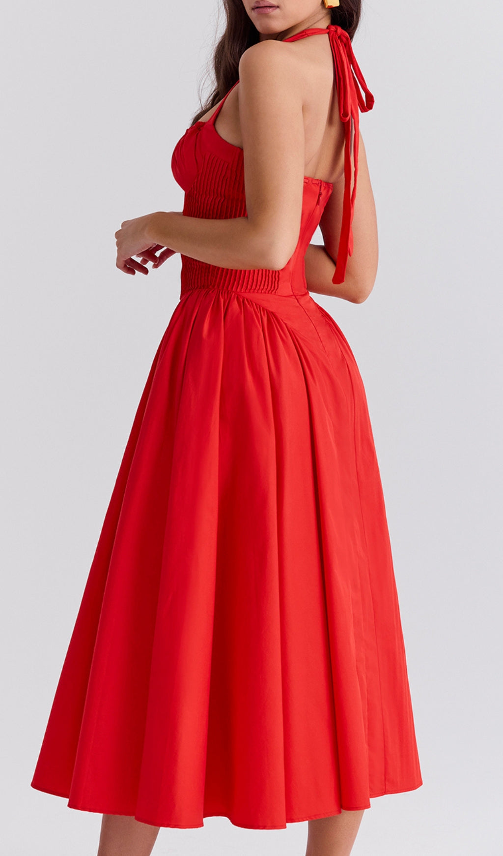51a742b59318b3d0bfd7a0fca111c2fb.jpeg Fashionslee Women Ashleen Red Halter Midi Dress