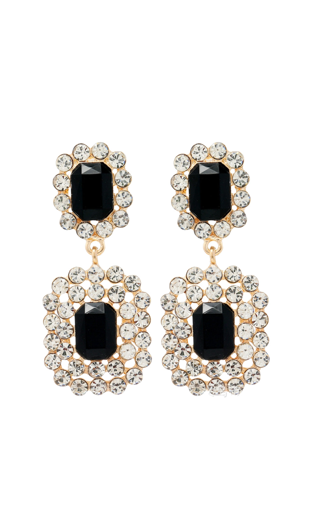 Fashionslee Women Ayuka Black Rhinestone Gem Drop Earrings