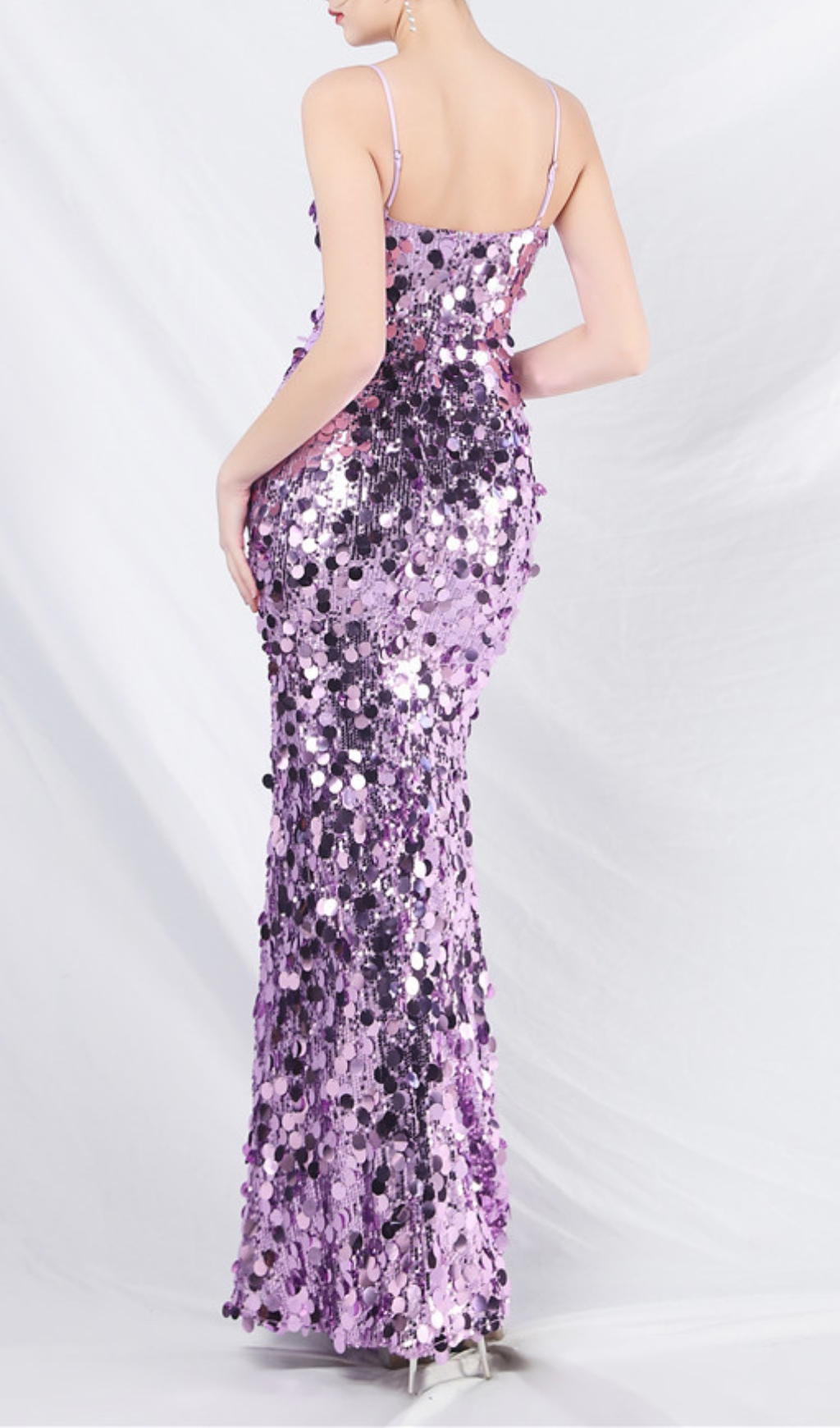 Fashionslee Women Chole Purple Strappy Sequin Maxi Dress