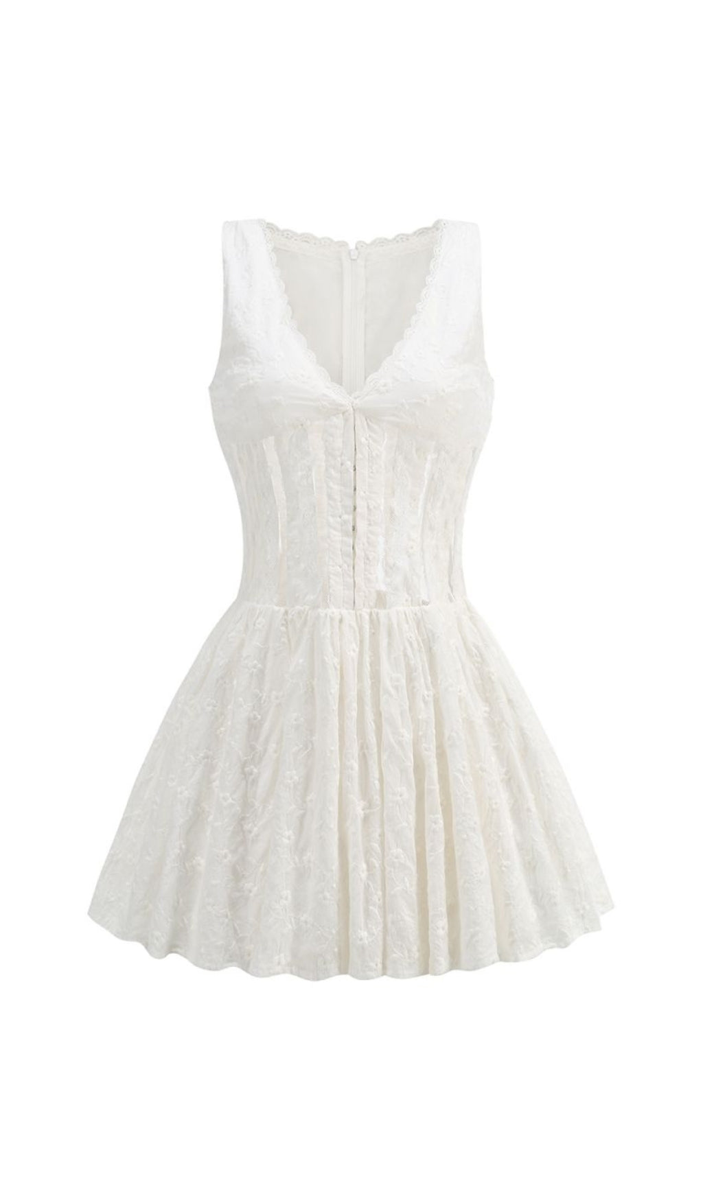 Fashionslee Women Avari White Lace Mini Dress