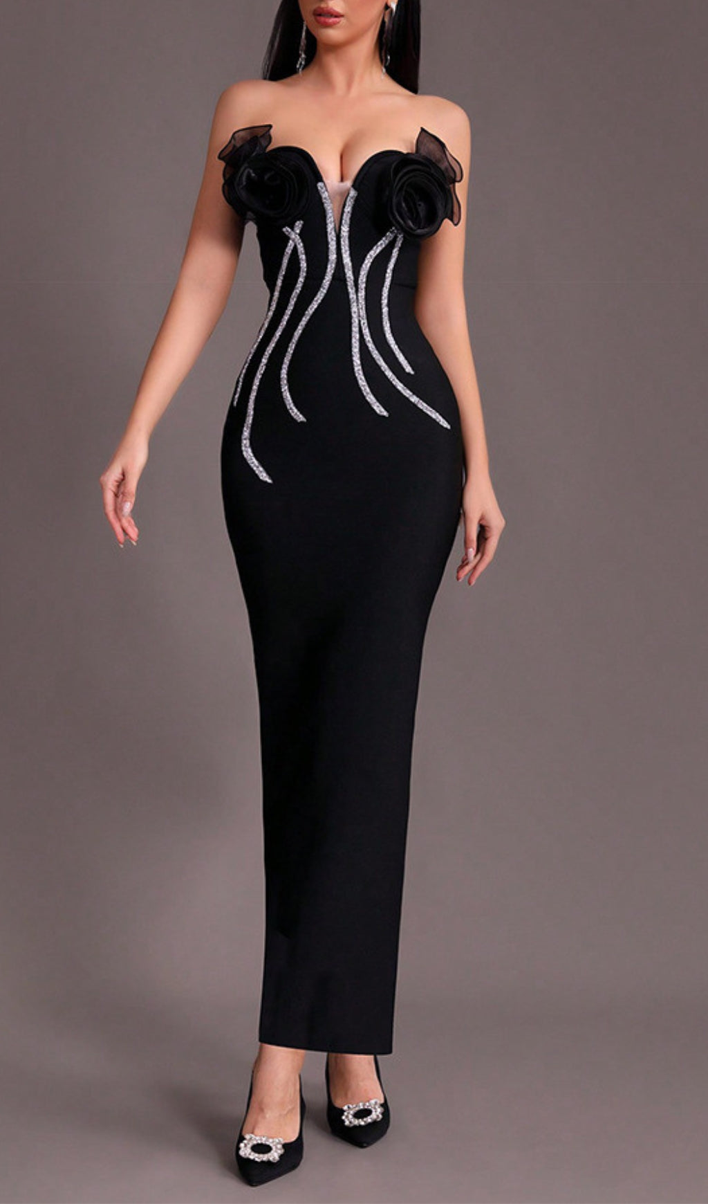 Fashionslee Women Altessa V Neck Bandage Maxi Dress