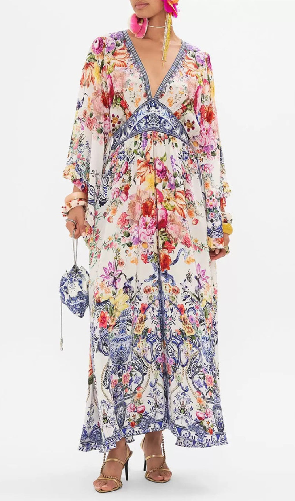 Fashionslee Women Aveline V Neck Floral Maxi Dress