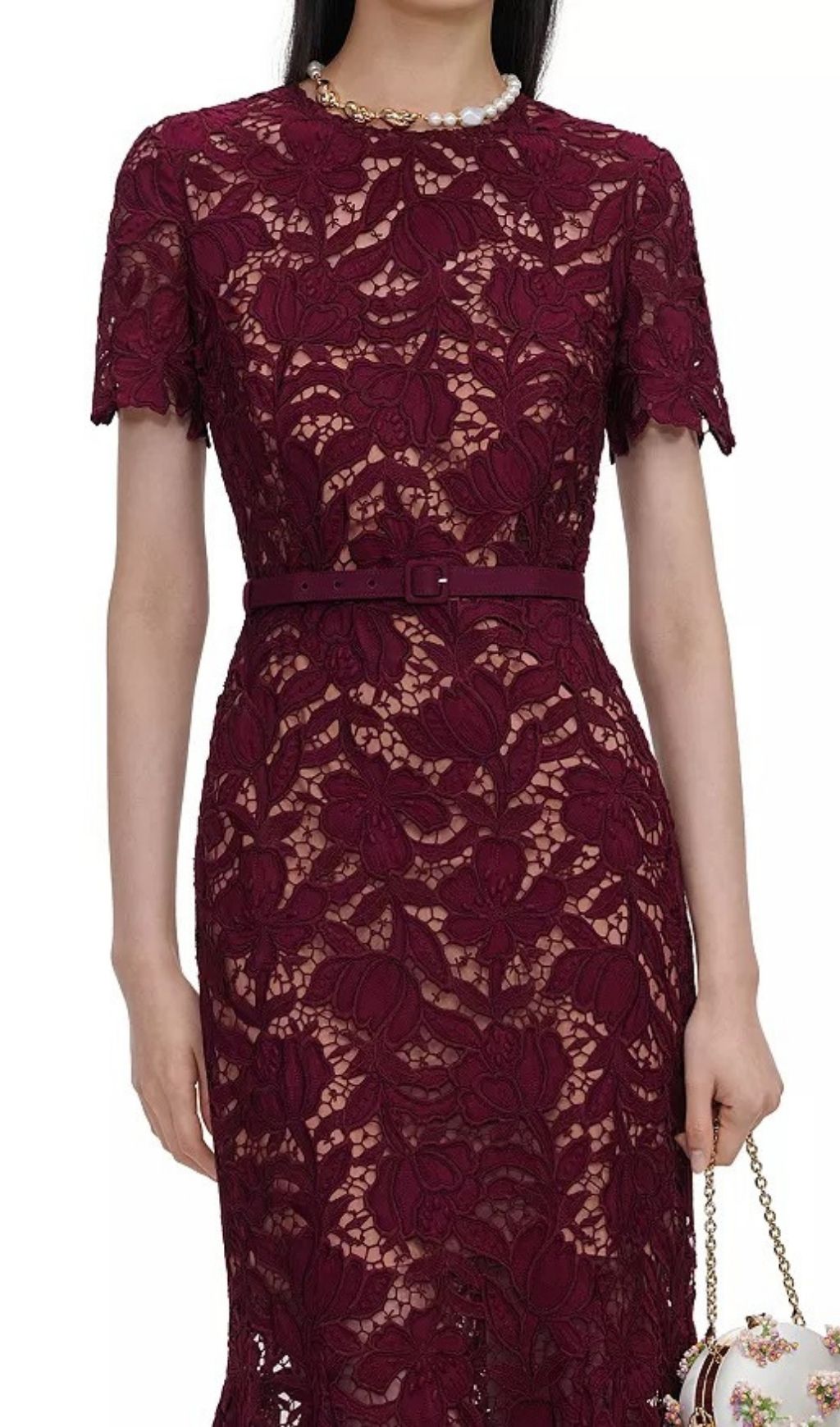BURGUNDY LACE MIDI DRESS FOR WEDDING GUEST - OWNCI BURGUNDY LACE MIDI DRESS FOR WEDDING GUEST - OWNCI