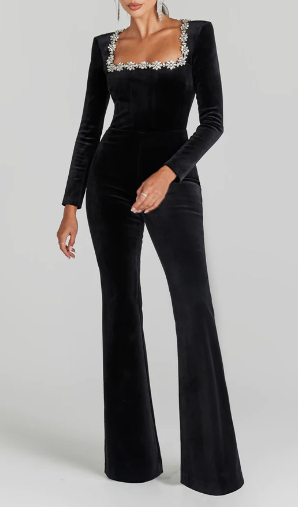 Fashionslee Women Azize Crystal Neckline Jumpsuit