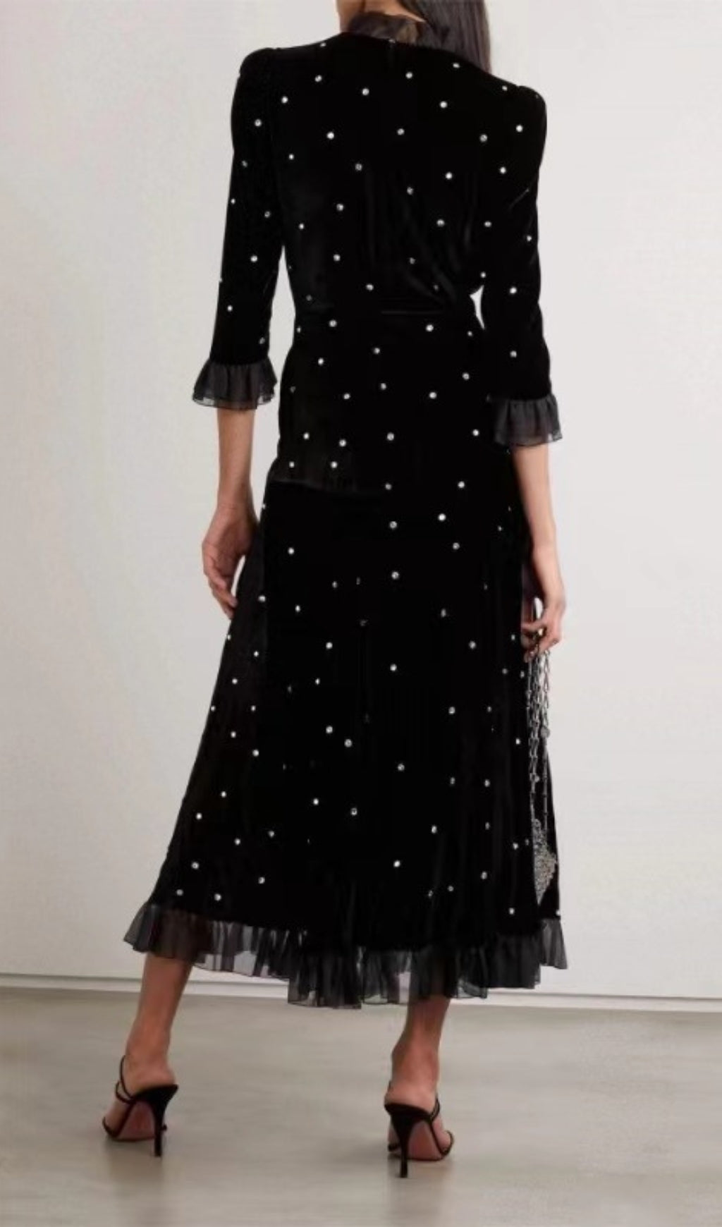 Fashionslee Women Abarne Velvet Dress With Crystals