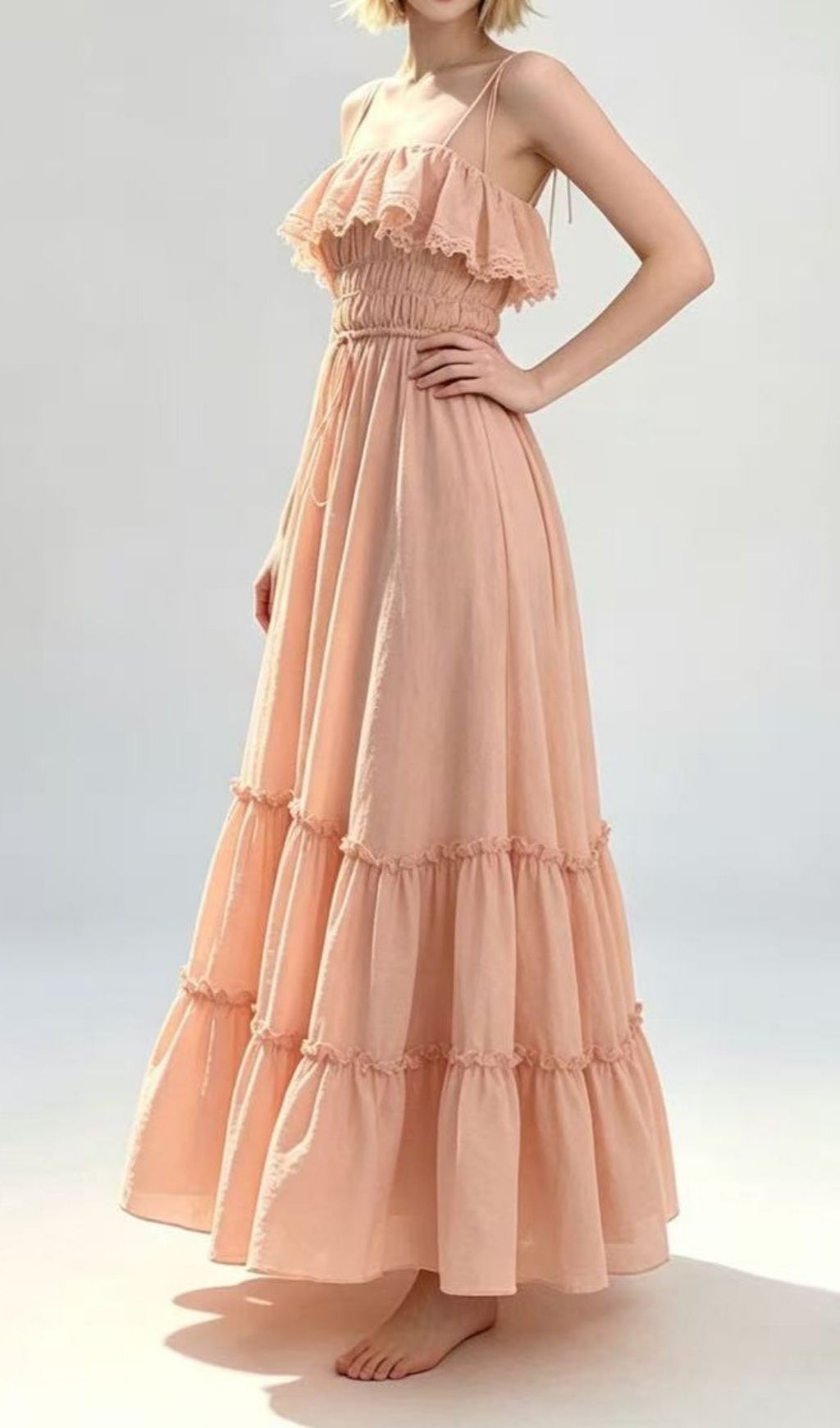 5a90dcd7310734a6b735737343ab50d1.jpg Fashionslee Women Lavanya Strappy Ruffle Maxi Dress