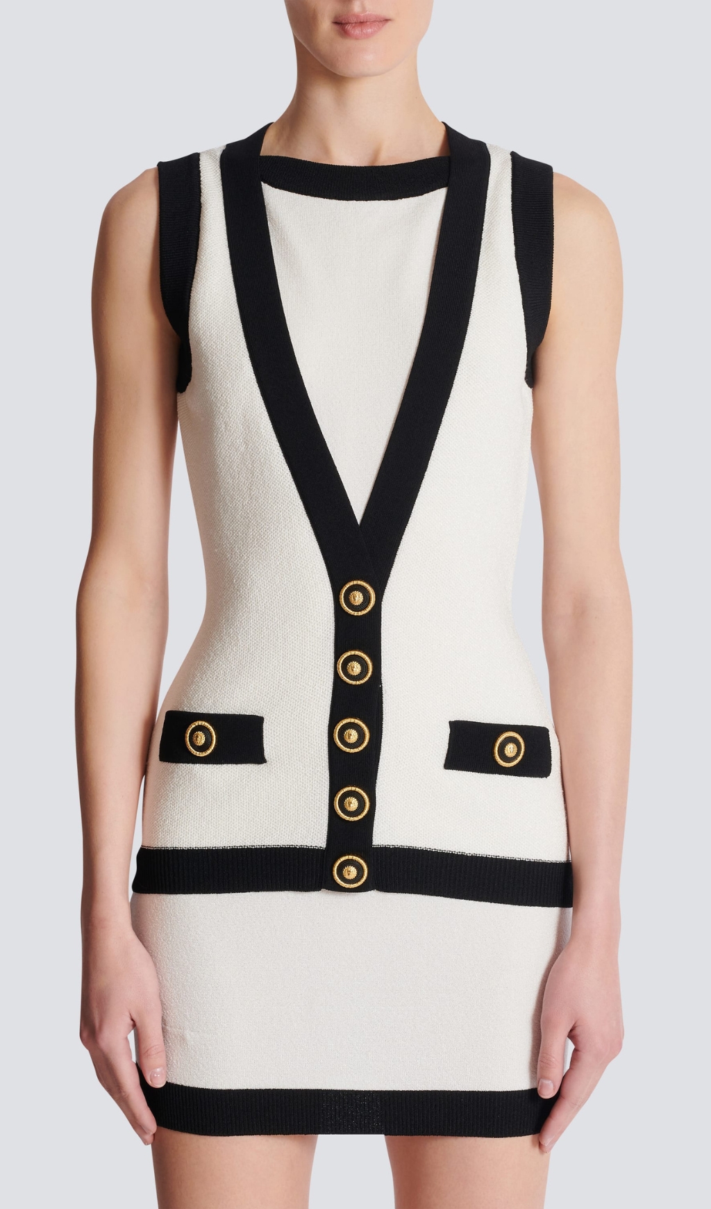 Fashionslee Women Clorinda White Button Mini Bandage Dress