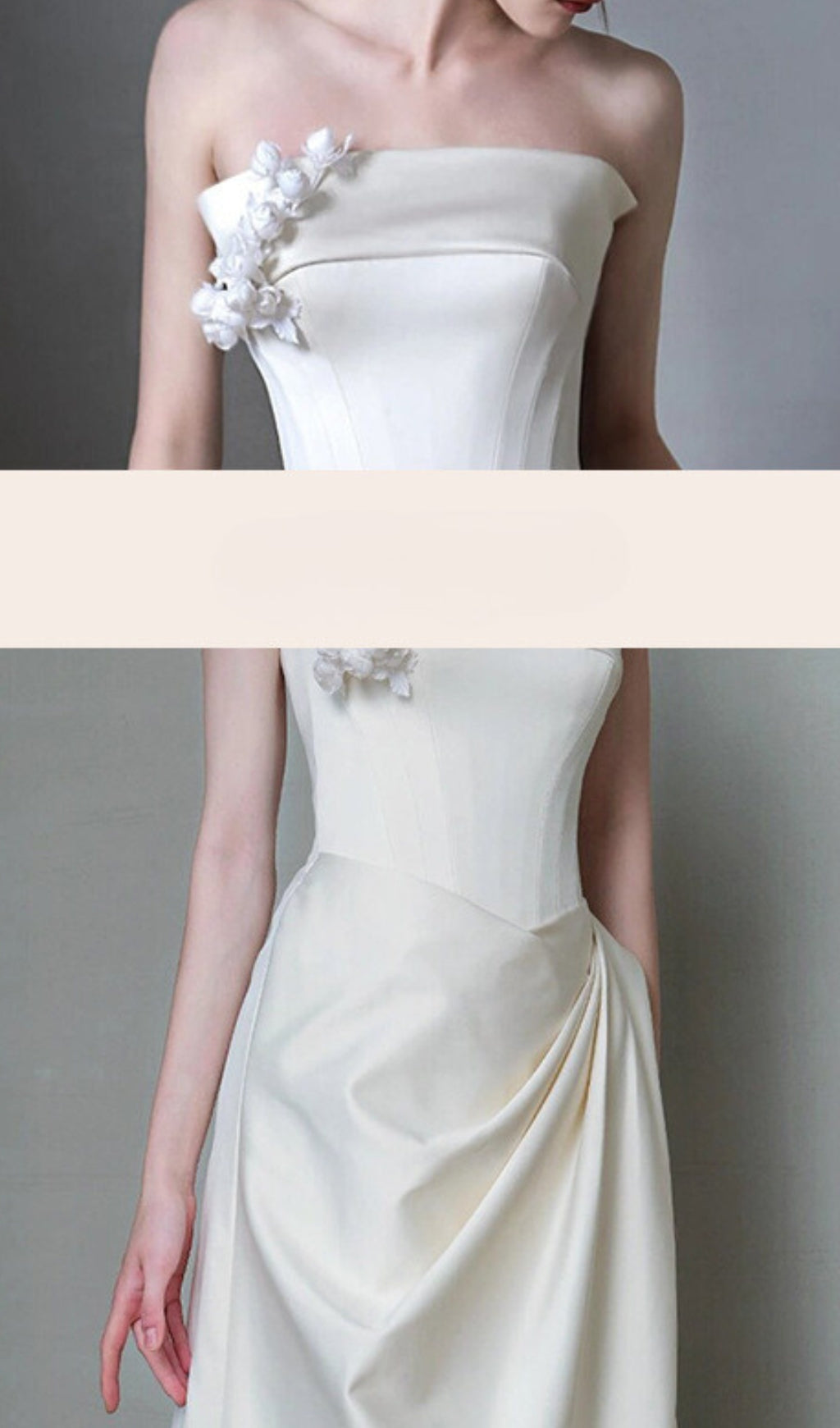 Fashionslee Women Avia White Satin Corset Wedding Dress