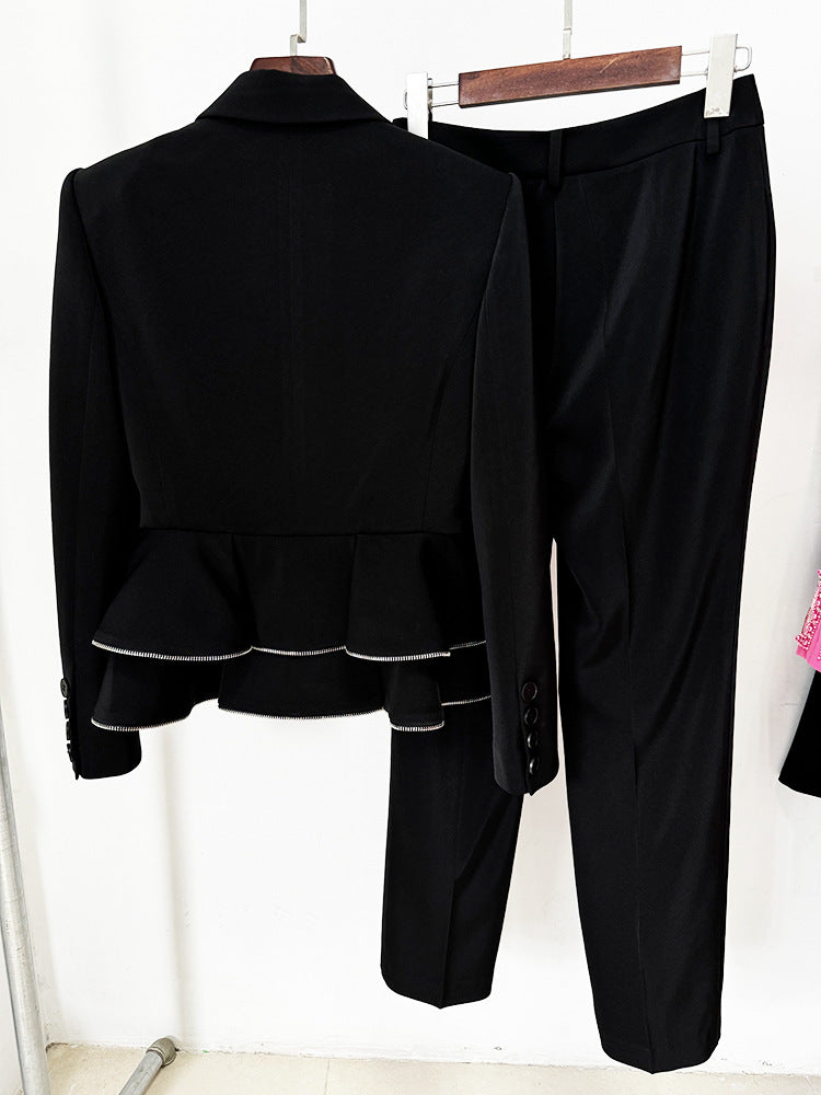 VINTAGE BLACK RUFFLE SUIT SET – TRENDING - OWNCI