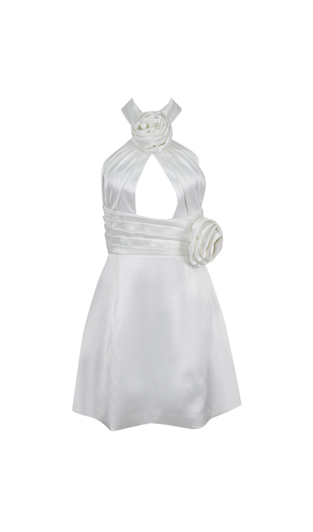 Fashionslee Women Akbar White Halter Flower Dress