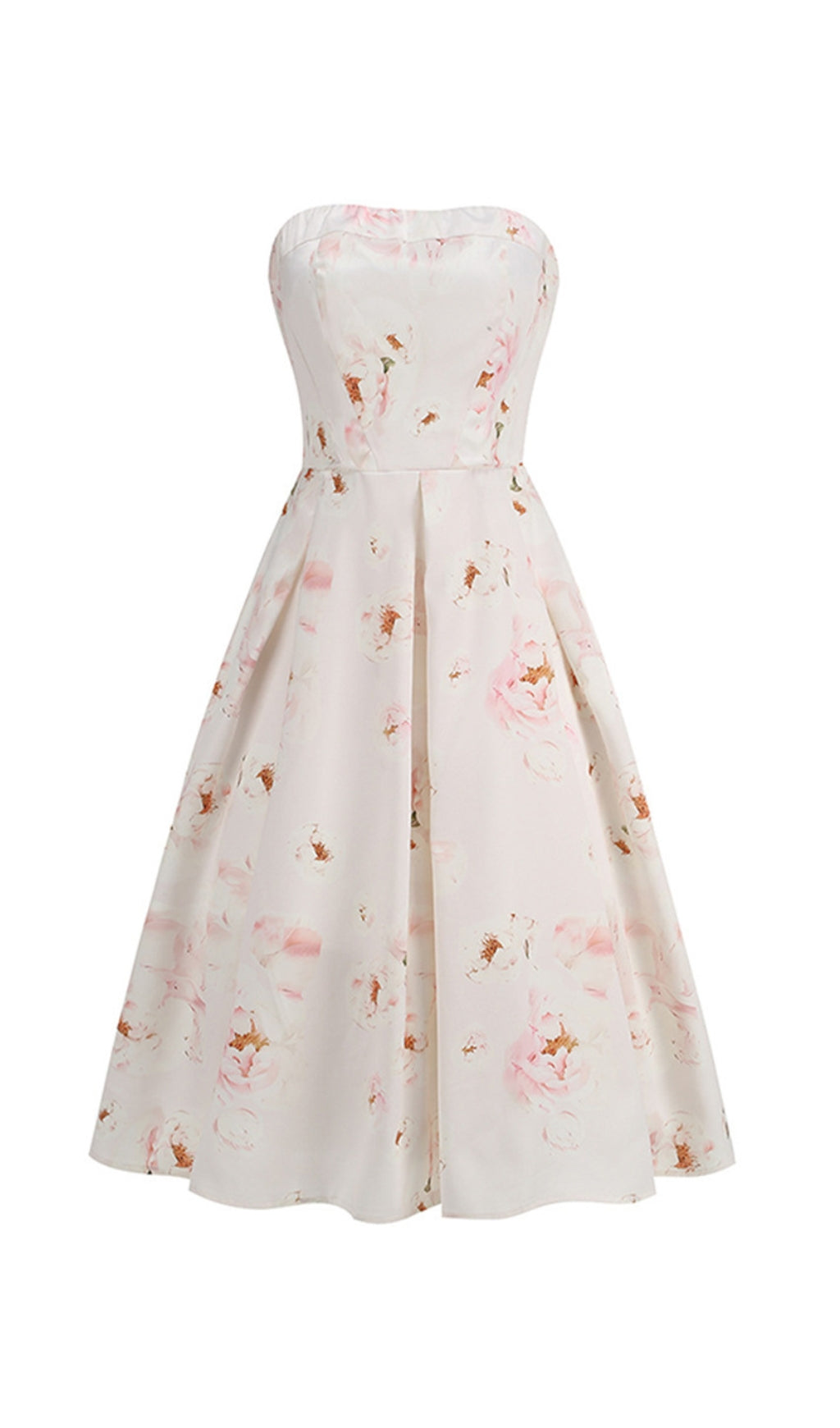 Fashionslee Women Bona Strapless Floral Corset A Line Midi Dress