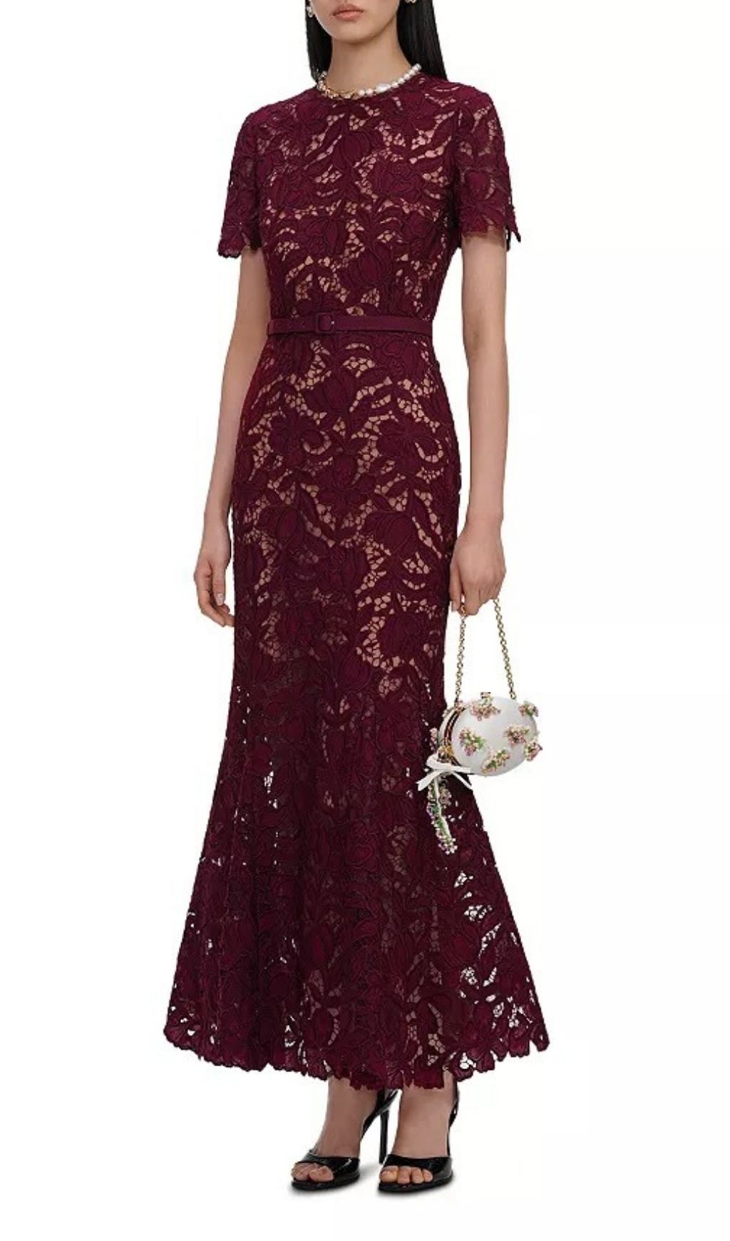 BURGUNDY LACE MIDI DRESS FOR WEDDING GUEST - OWNCI BURGUNDY LACE MIDI DRESS FOR WEDDING GUEST - OWNCI