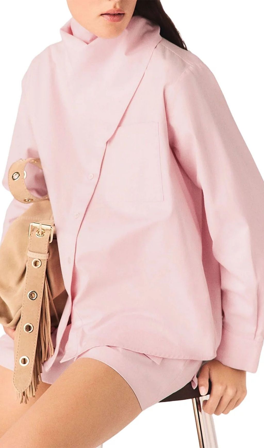 Fashionslee Women Cionea Removable Scarf Shirt