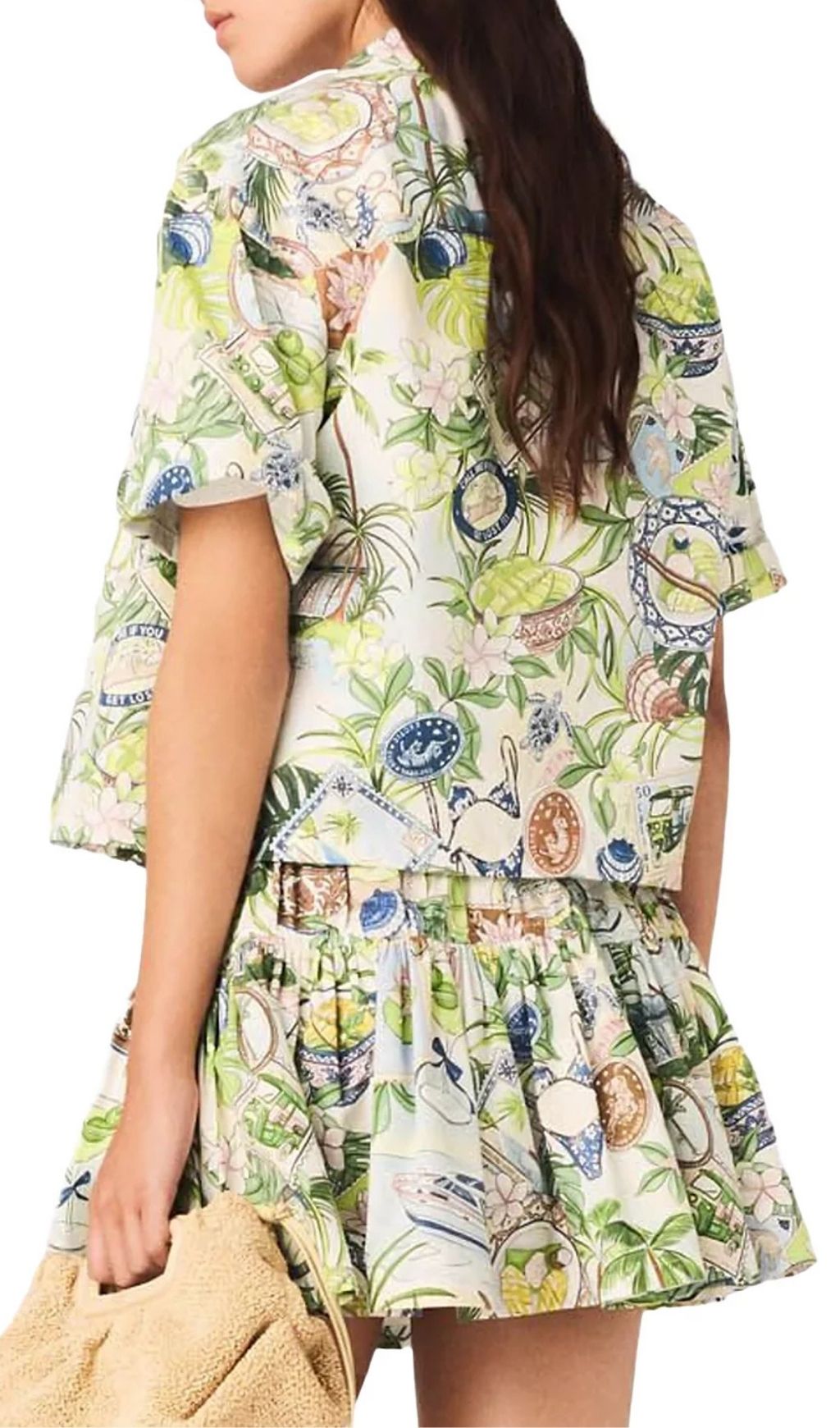 Fashionslee Women Patterned Cropped Shirt