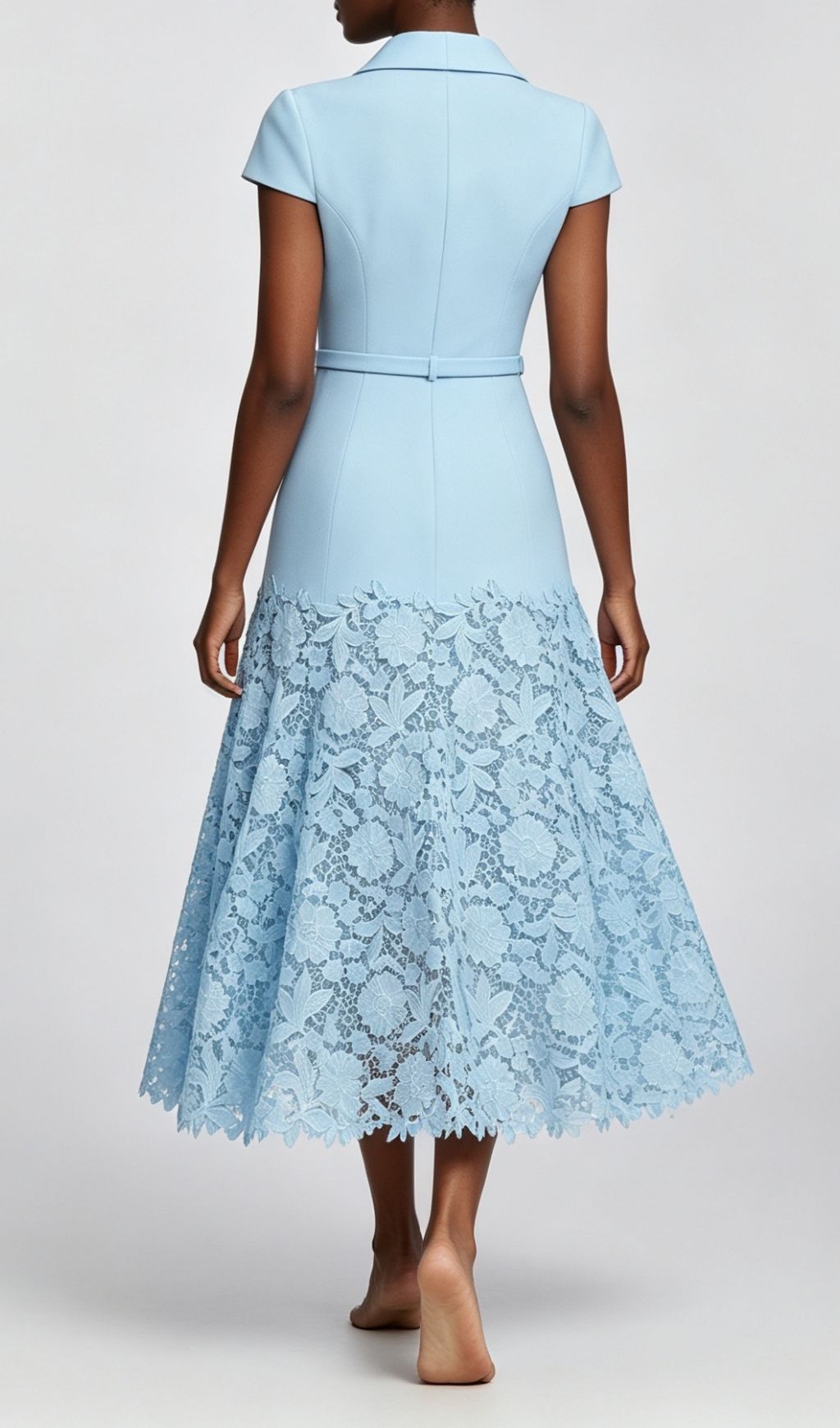 Fashionslee Women Laxmi Blue Lace Midi Dress
