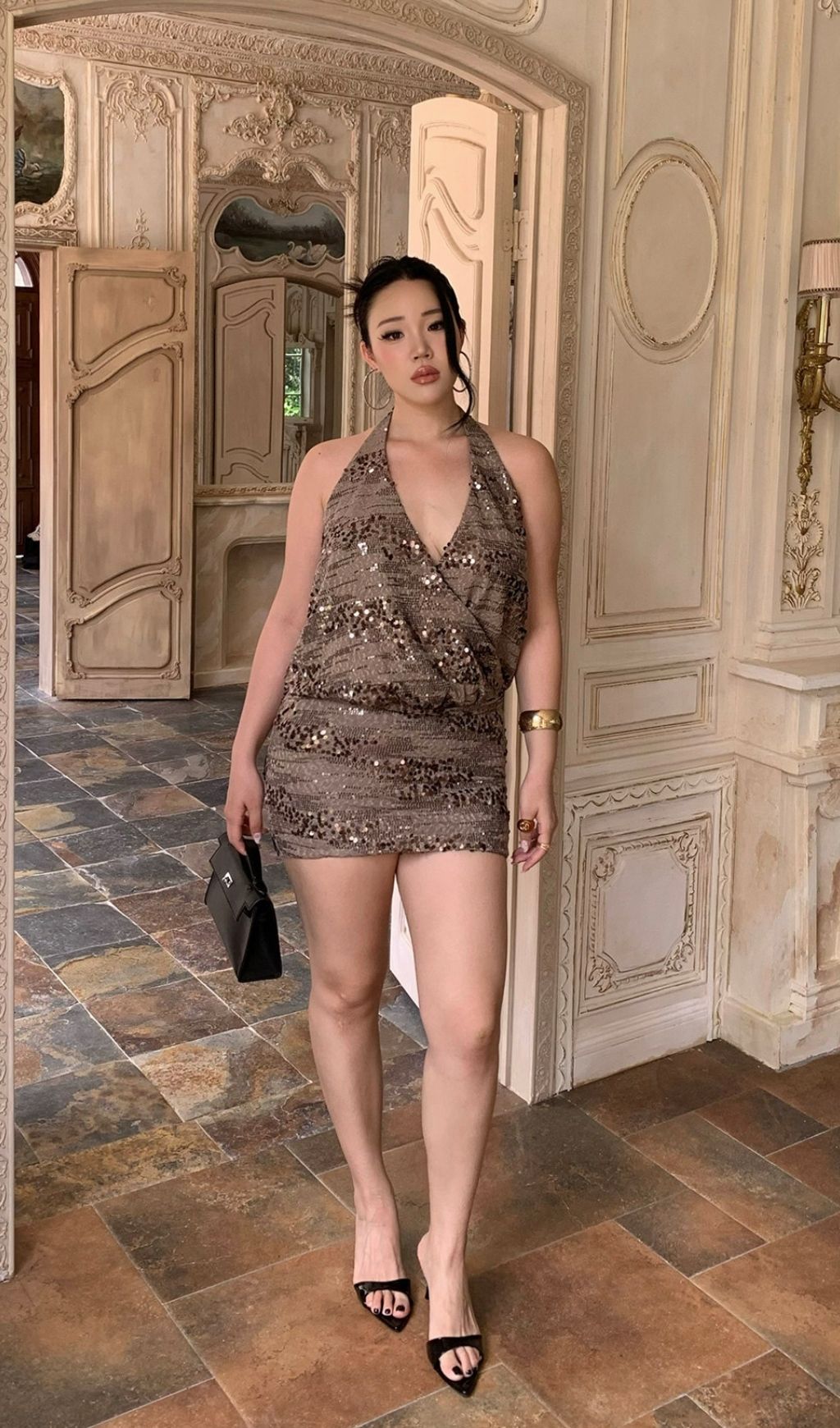 Fashionslee Women Lacretia Halter Sequin Plus Size Mini Dress