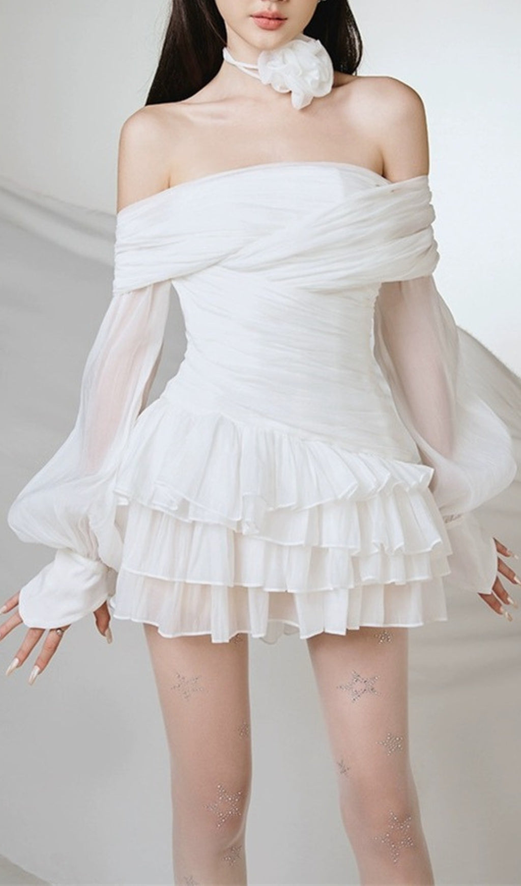 Fashionslee Women Avarielle White One Shoulder Mini Dress