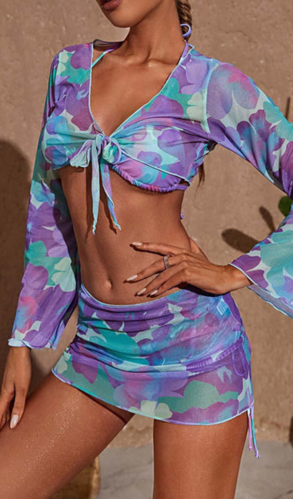 Fashionslee Women Albane Printed Bikini Four-Piece Set