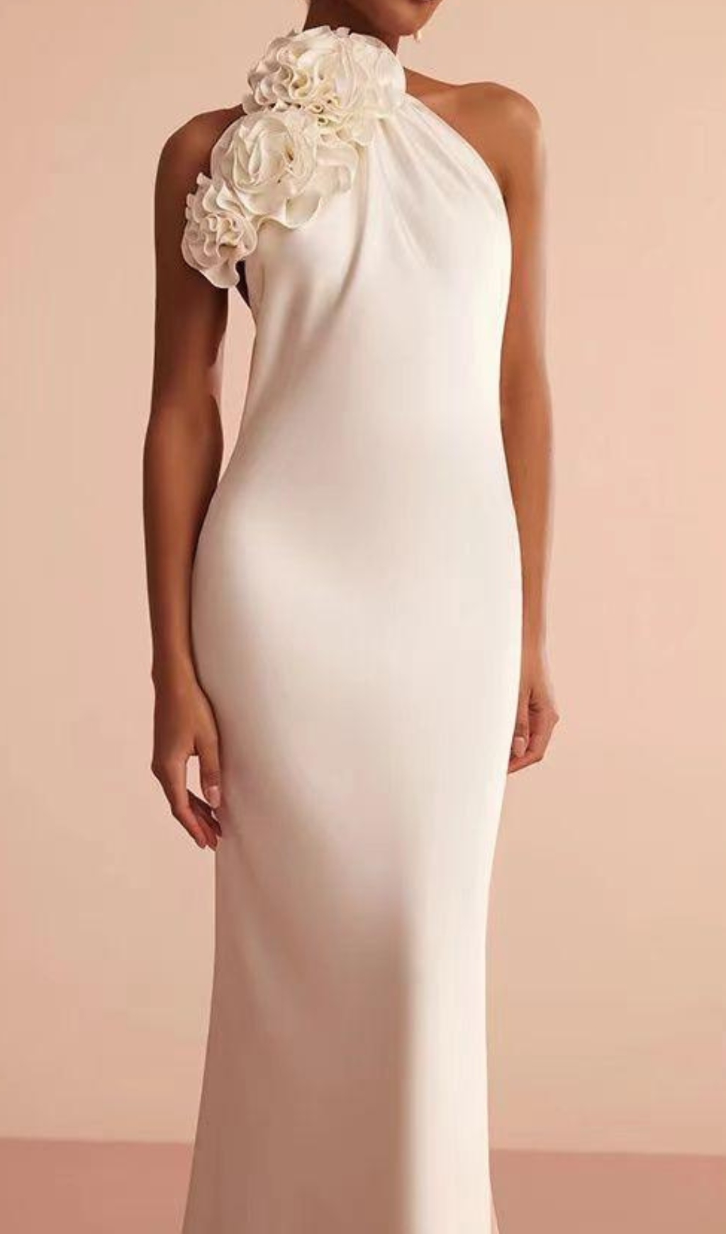 633635f43b78b2b3954d07d7c1af0320.jpg Fashionslee Women Cianna White Flower Halter Backless Maxi Dress