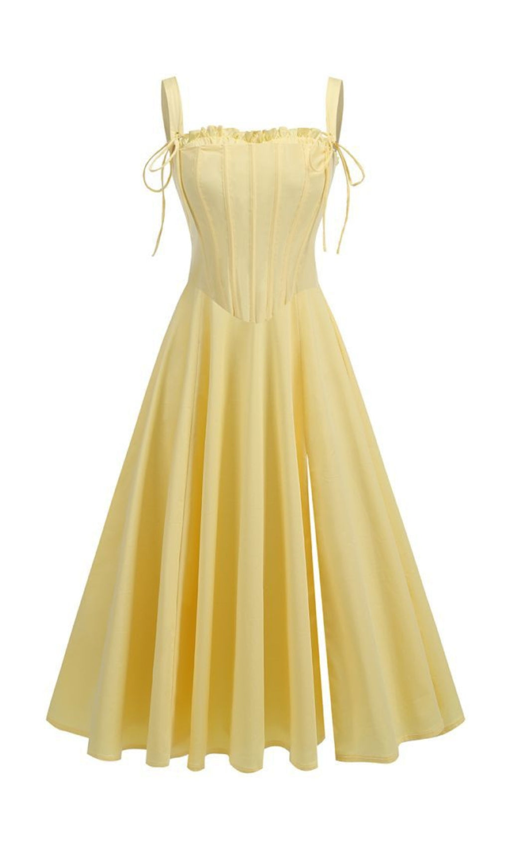 Fashionslee Women Avariella Yellow Corset Midi Dress Set