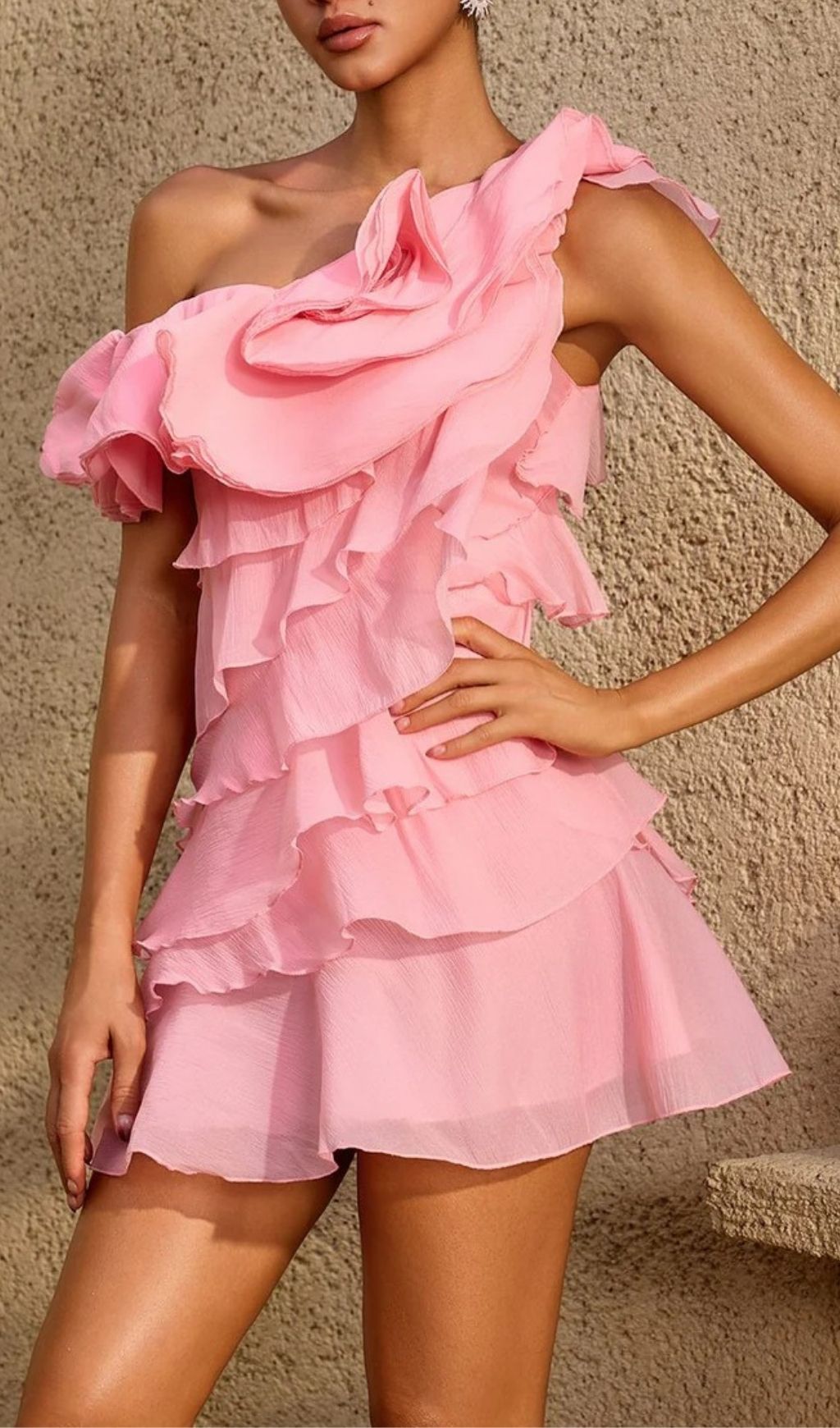 64041774186865ed6bd33265ba643855.jpg Fashionslee Women Xyrisza One Shoulder Ruffle Mini Dress