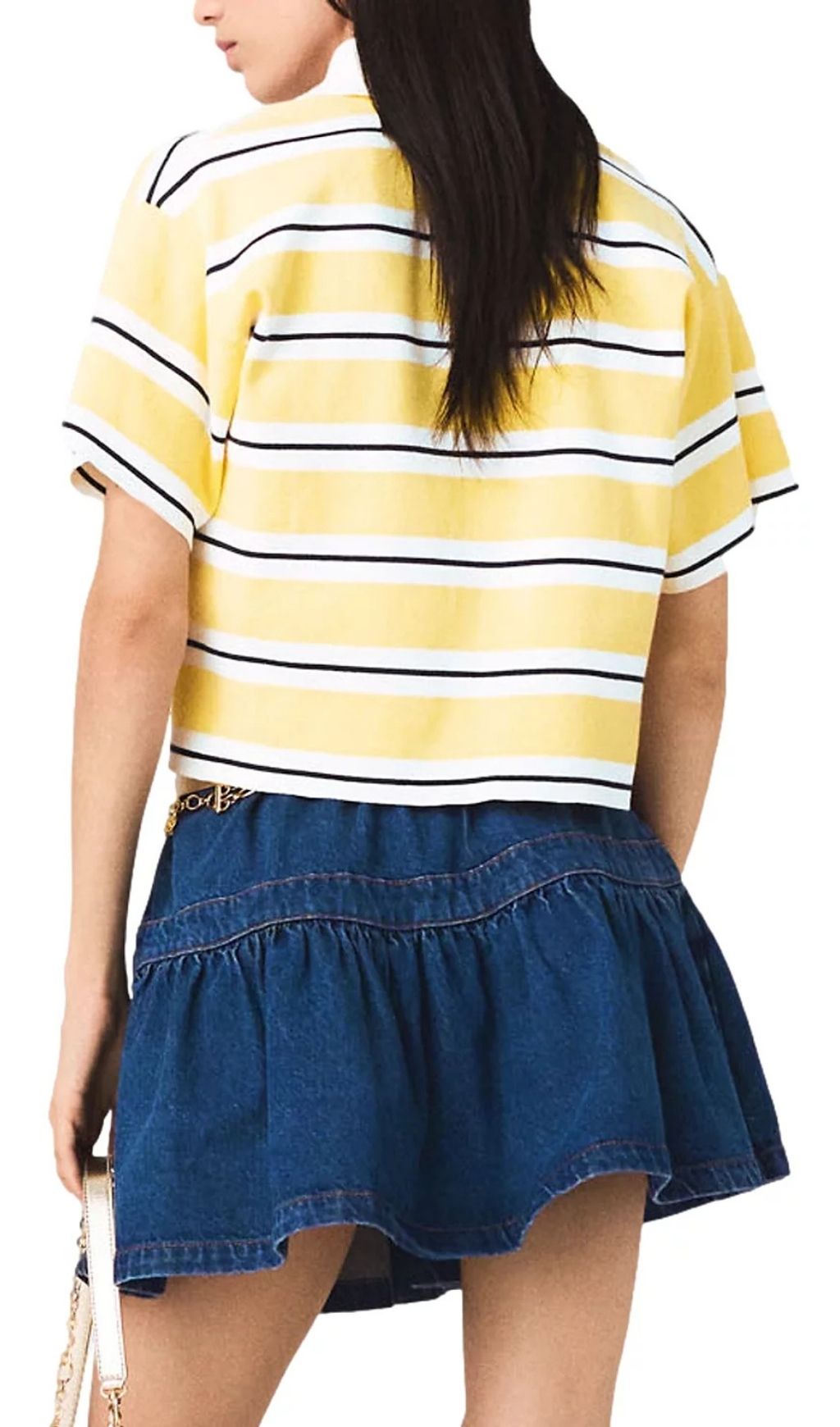 Fashionslee Women Malisse Striped Short Sleeve Polo Shirt
