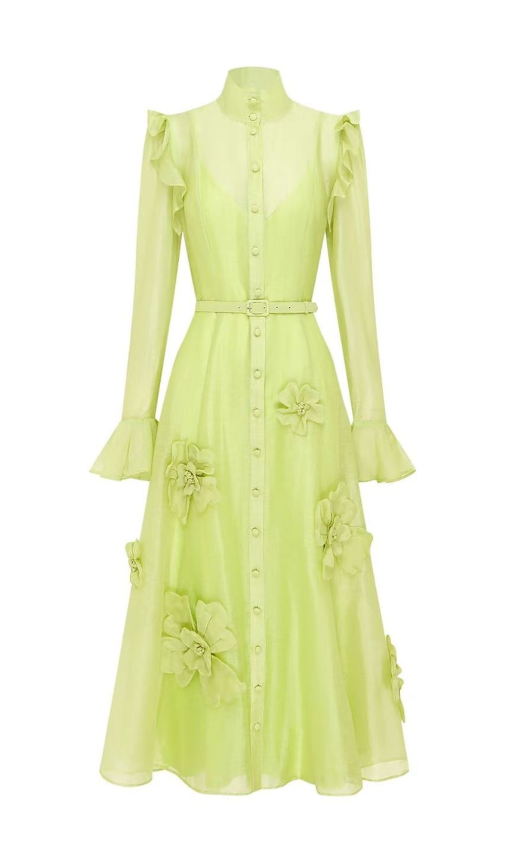 657d0b8cf08dd7bb1e917b018b88471d.jpg Fashionslee Women Elula Green Long Sleeve Flower Midi Dress