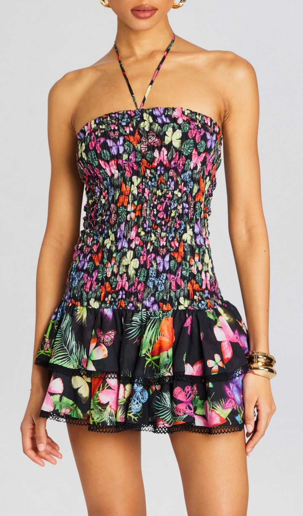 Fashionslee Women Aglaea Floral Ruffle Mini Dress