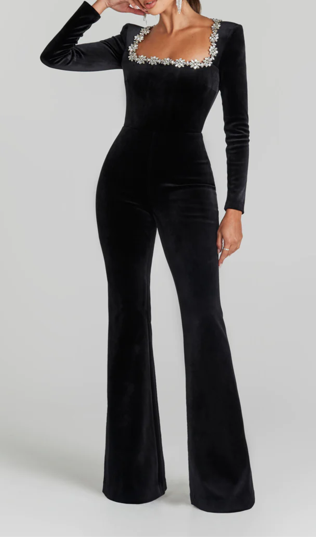 Fashionslee Women Azize Crystal Neckline Jumpsuit