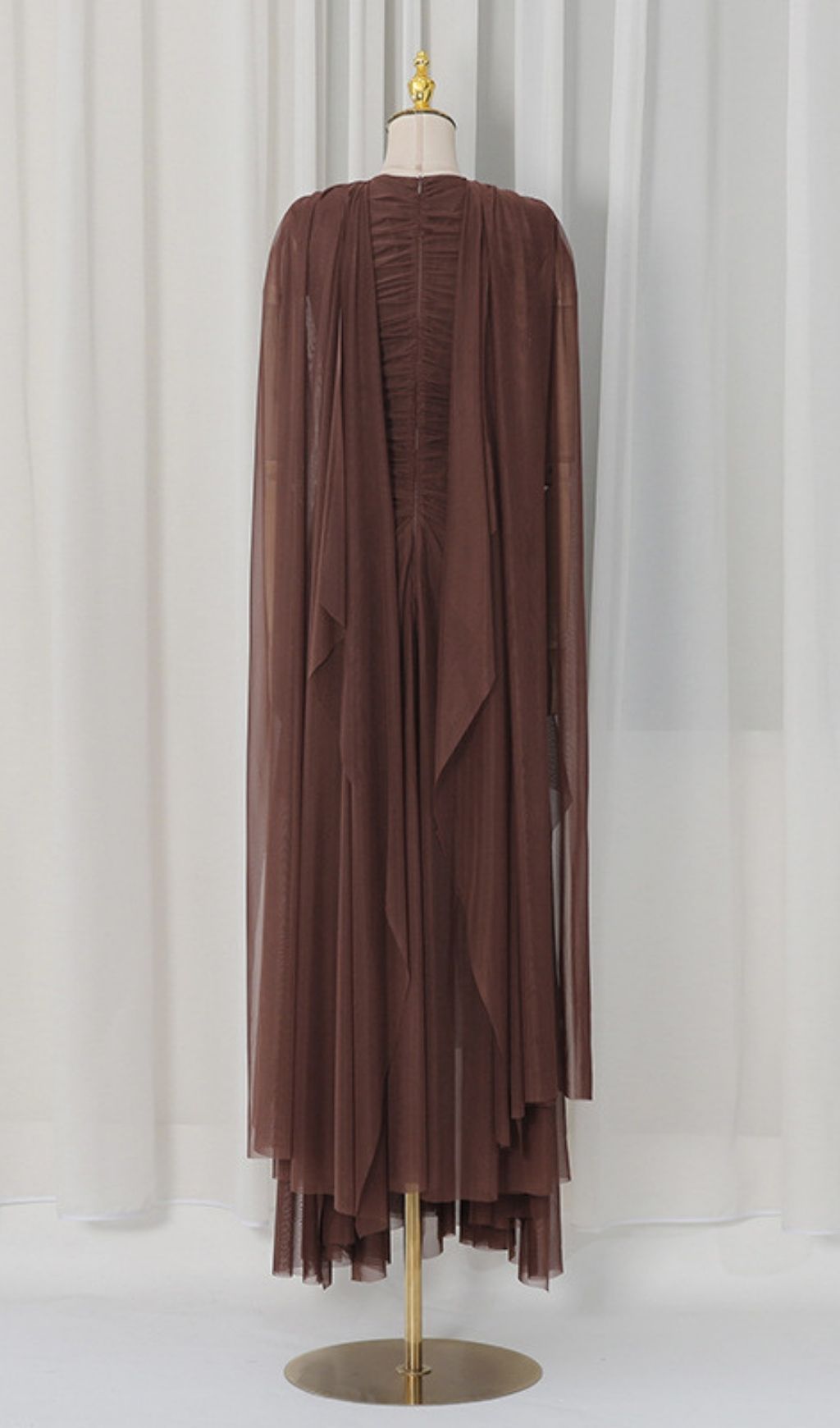 LAURIE BROWN CUTOUT MESH MAXI DRESS - OWNCI