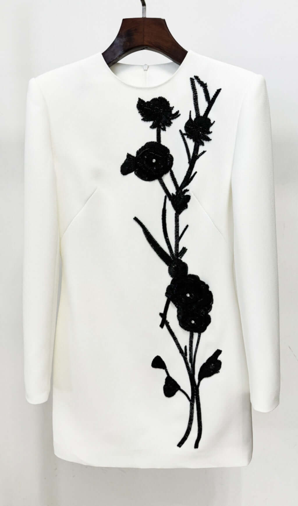 Fashionslee Women Butch White Flower Long Sleeve Mini Dress