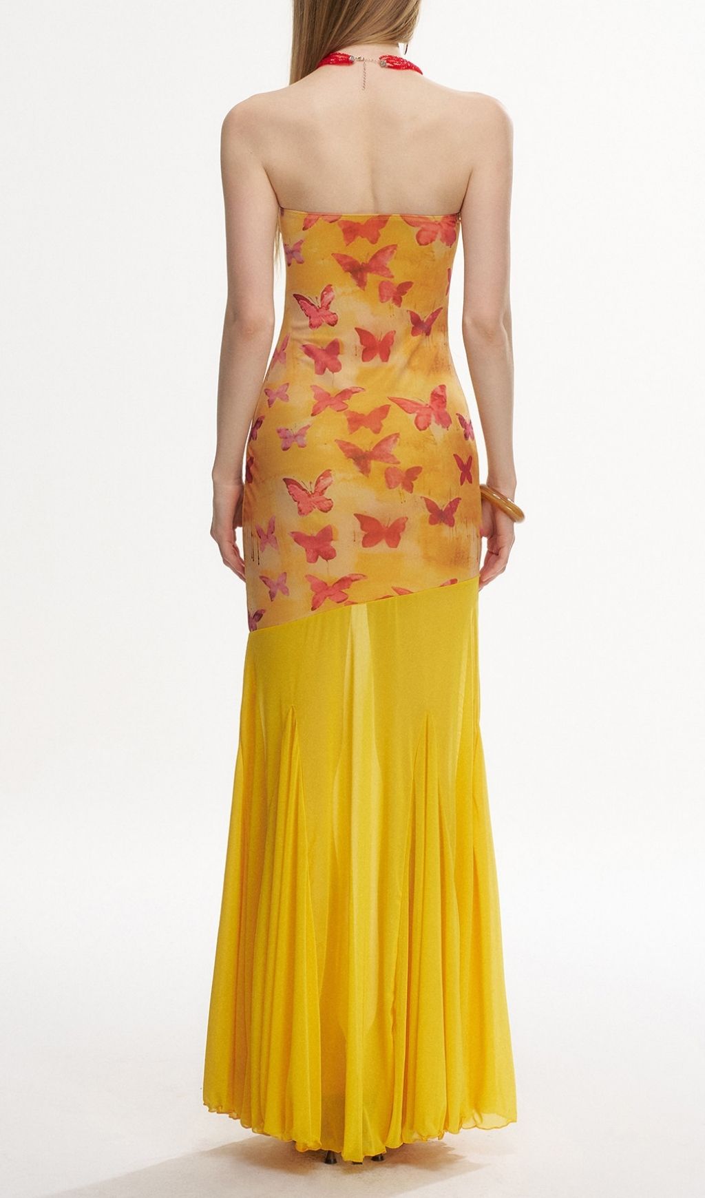 Fashionslee Women Larsen Yellow Strapless Butterfly Beach Dress