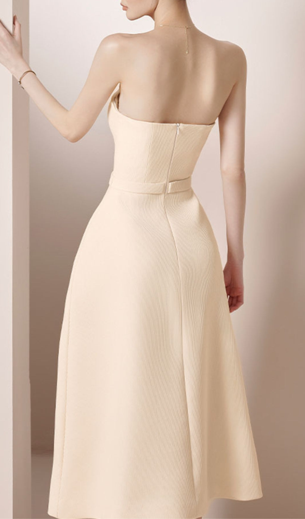 Fashionslee Women Aleah Strapless Belt Midi Dress