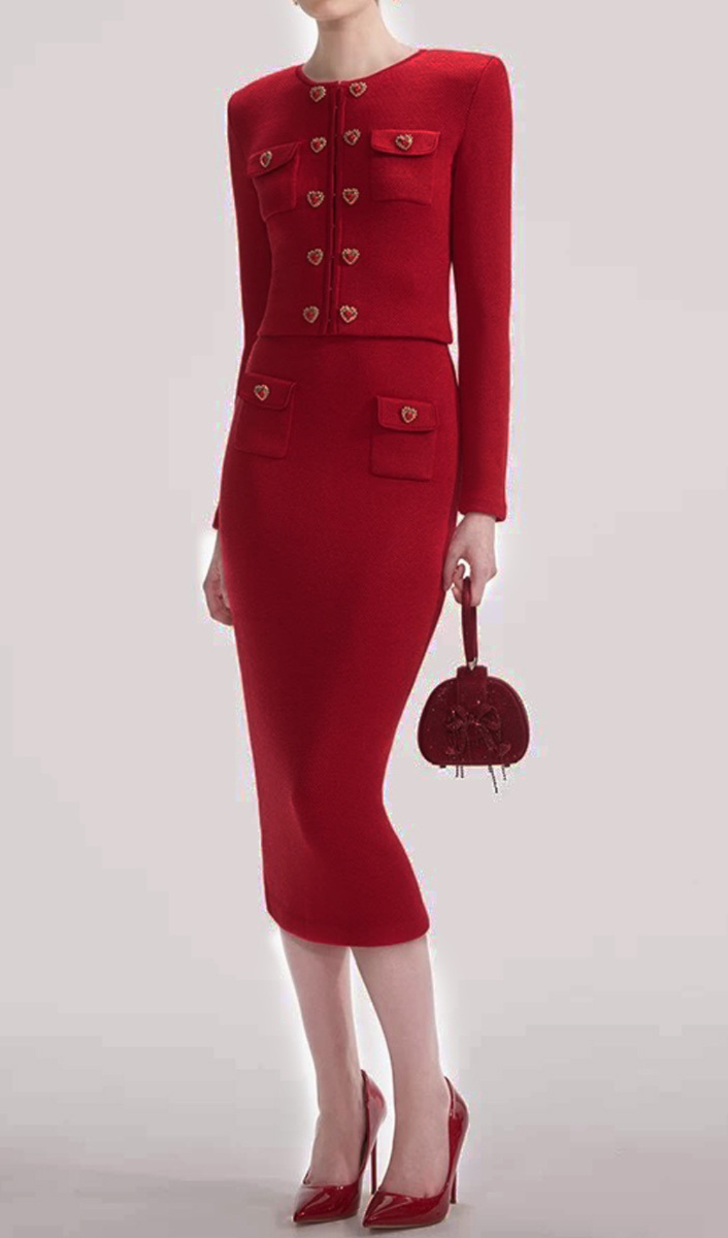 6876e35843213e38da86cccf20415961.jpg Fashionslee Women Clia Heart Button Midi Skirt Set