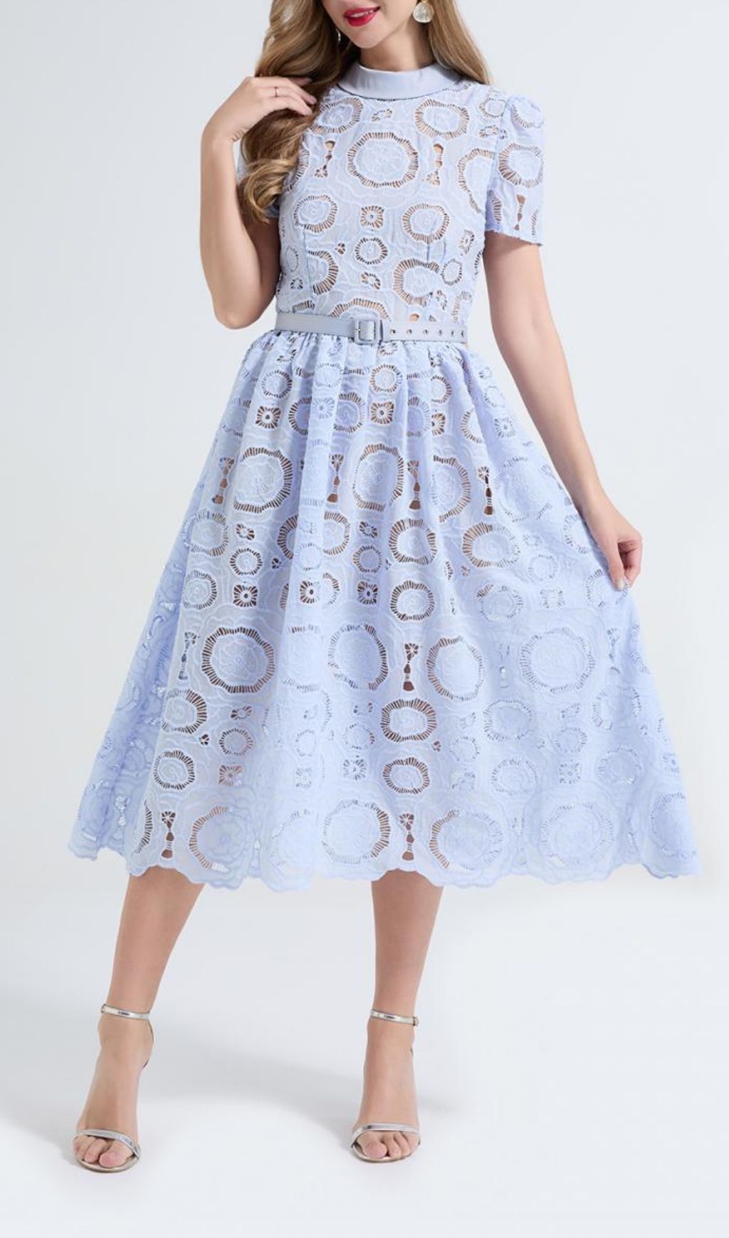 69f94af0f521f1db6d081617ca8bbe57.jpg Fashionslee Women Floral Lace Midi Dress - Blue