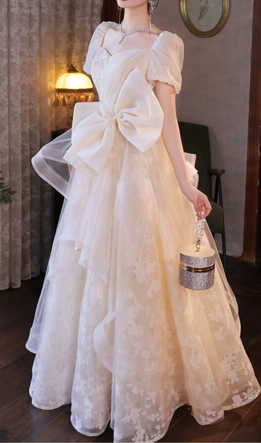 6a90b84faa70da049df8b44de49108ac.jpg Fashionslee Women Chinue Bow Flower Mesh Maxi Dress