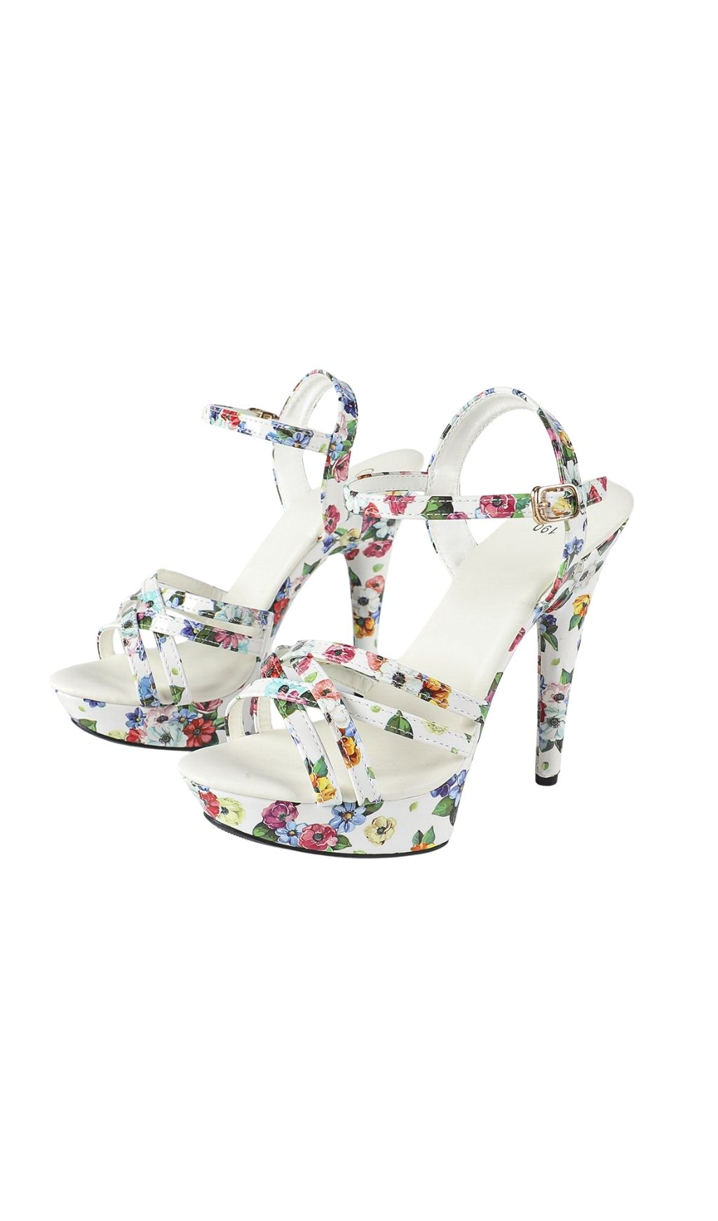 Fashionslee Women Kynthia White Floral Printed Heels