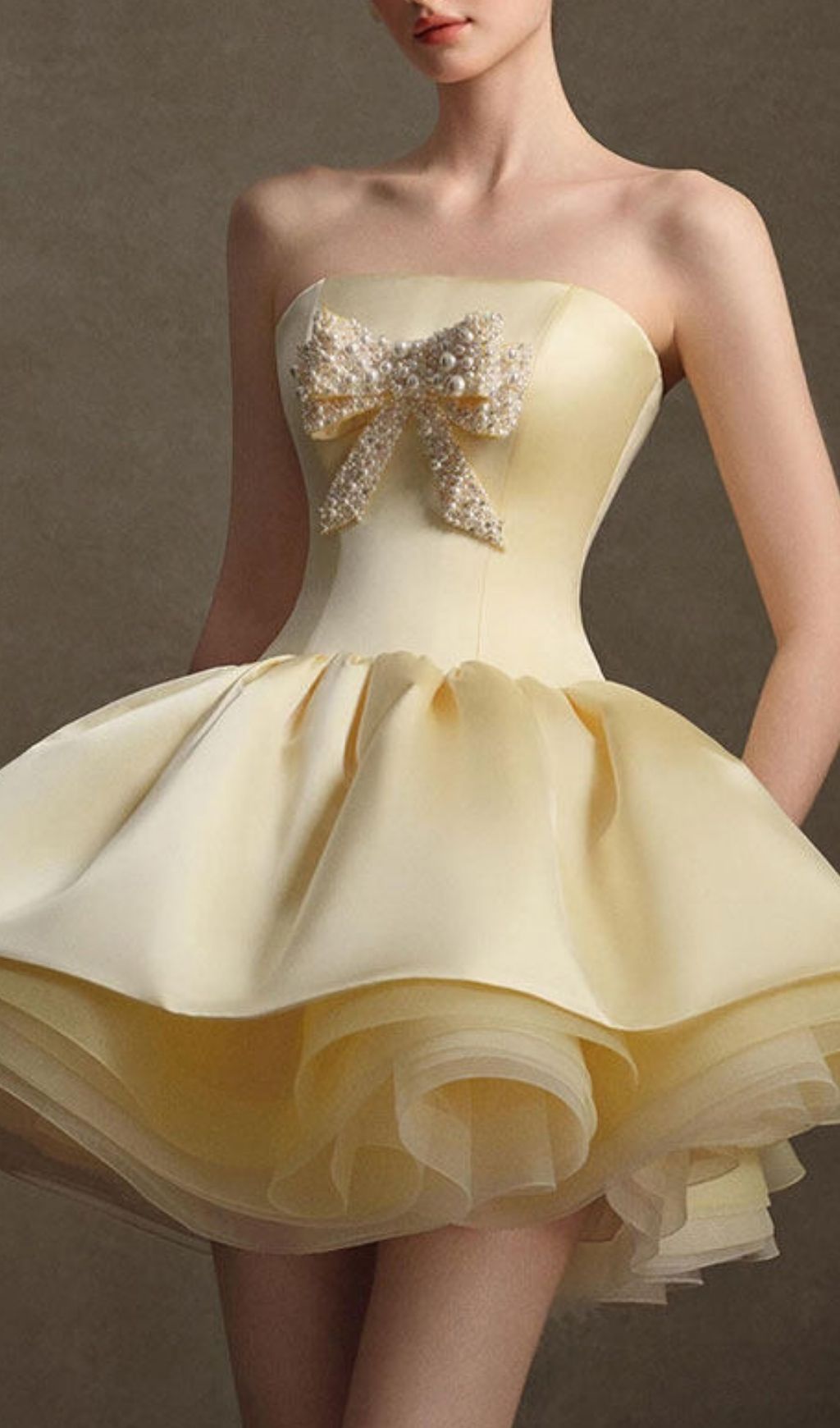 6be5bbac7fb2350023268c8cd087cdf8.jpg Fashionslee Women Kristel Yellow Strapless Bow Mini Dress